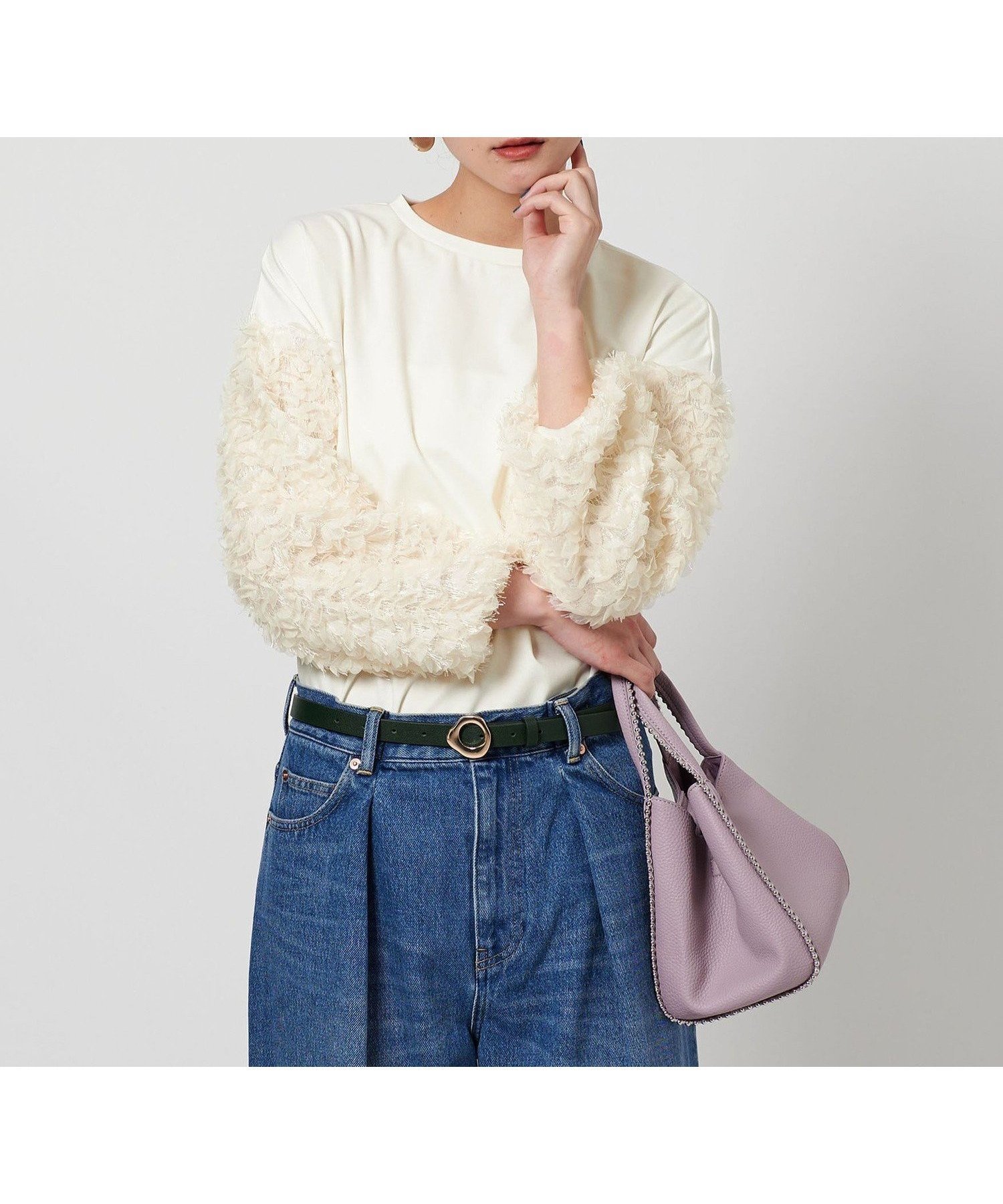 【ビューティ&ユース ユナイテッドアローズ/BEAUTY&YOUTH / UNITED ARROWS】の【WEB限定】フリンジスリーブ プルオーバー -ウォッシャブル- インテリア・キッズ・メンズ・レディースファッション・服の通販 founy(ファニー) 　ファッション　Fashion　レディースファッション　Fashion for Women　トップス・カットソー　Cut & Sew Tops　カジュアルプルオーバー・ニットトップス　Pullovers & Knit Tops / Casual Pullovers　ウォッシャブル　Machine Washable　エアリー　Airy Texture　スラックス　Slacks, Dress Pants　スリット　Slit, Slit Detail　デニム　Denim, Jeans Material　フリンジ　Fringe, Tassel　ボトム　Bottoms, Lower Wear　ラウンド　Round, Round Neck　ワーク　Workwear, Utility Style　ビジネス 仕事 通勤　Business / Work / Commuting　OFF WHITE|ID: prp329100004686258 ipo3291000000033840316