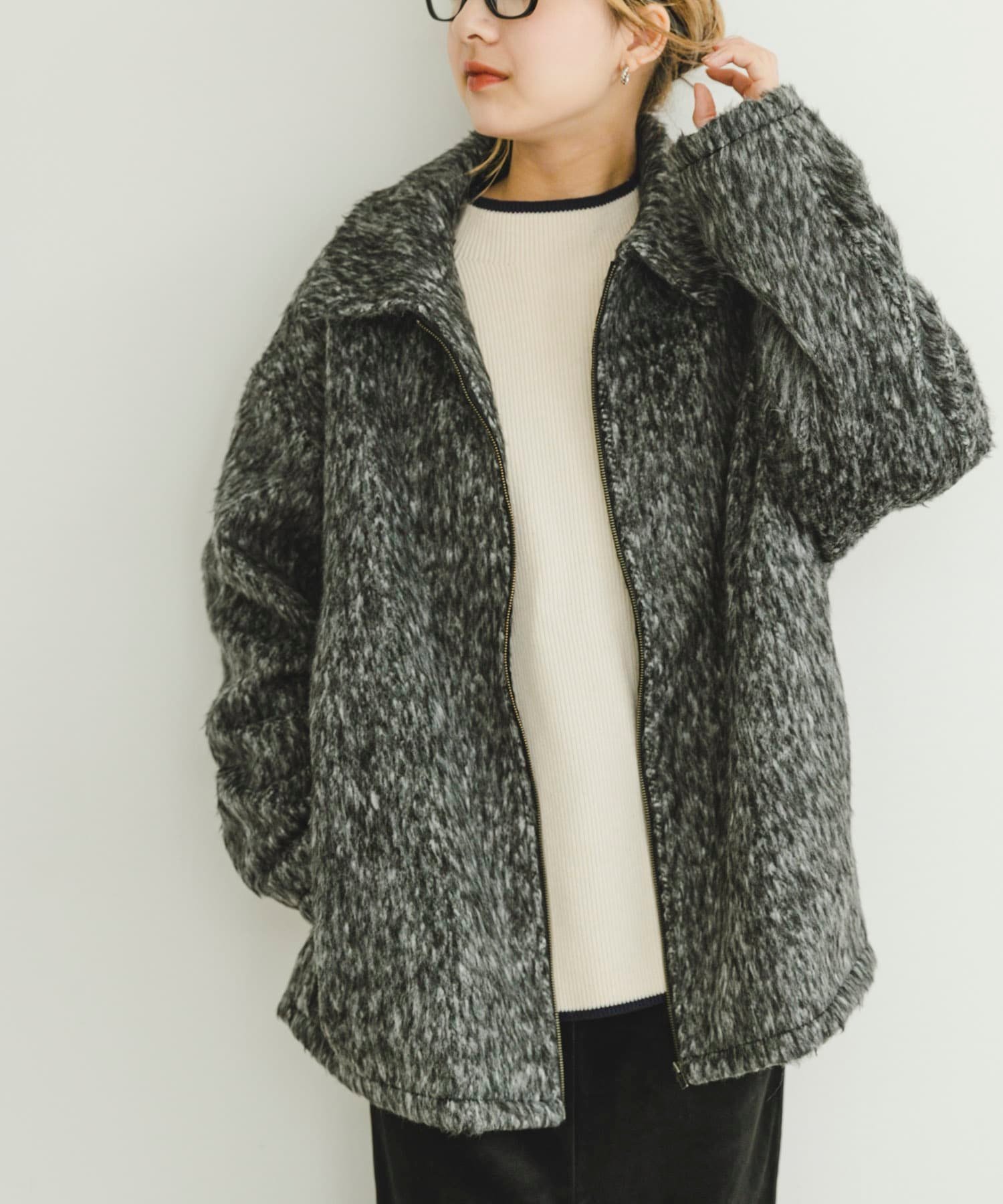 【アイテムズアーバンリサーチ/ITEMS URBAN RESEARCH】のミックスシャギージャケット インテリア・キッズ・メンズ・レディースファッション・服の通販 founy(ファニー) 　ファッション　Fashion　レディースファッション　Fashion for Women　アウター　Coat / Outerwear Collection　レディースジャケット・軽アウター　Jackets　2024年　2024　2024-2025秋冬・A/W　Autumn/Winter 2024–25 AW24–25　冬　Winter / This Winter　スウェット / スエット　Sweatshirt, Sweatwear　ミックス　Mix, Mixed Style　A/W・秋冬　Autumn/Winter　GRY|ID: prp329100004686933 ipo3291000000033899000