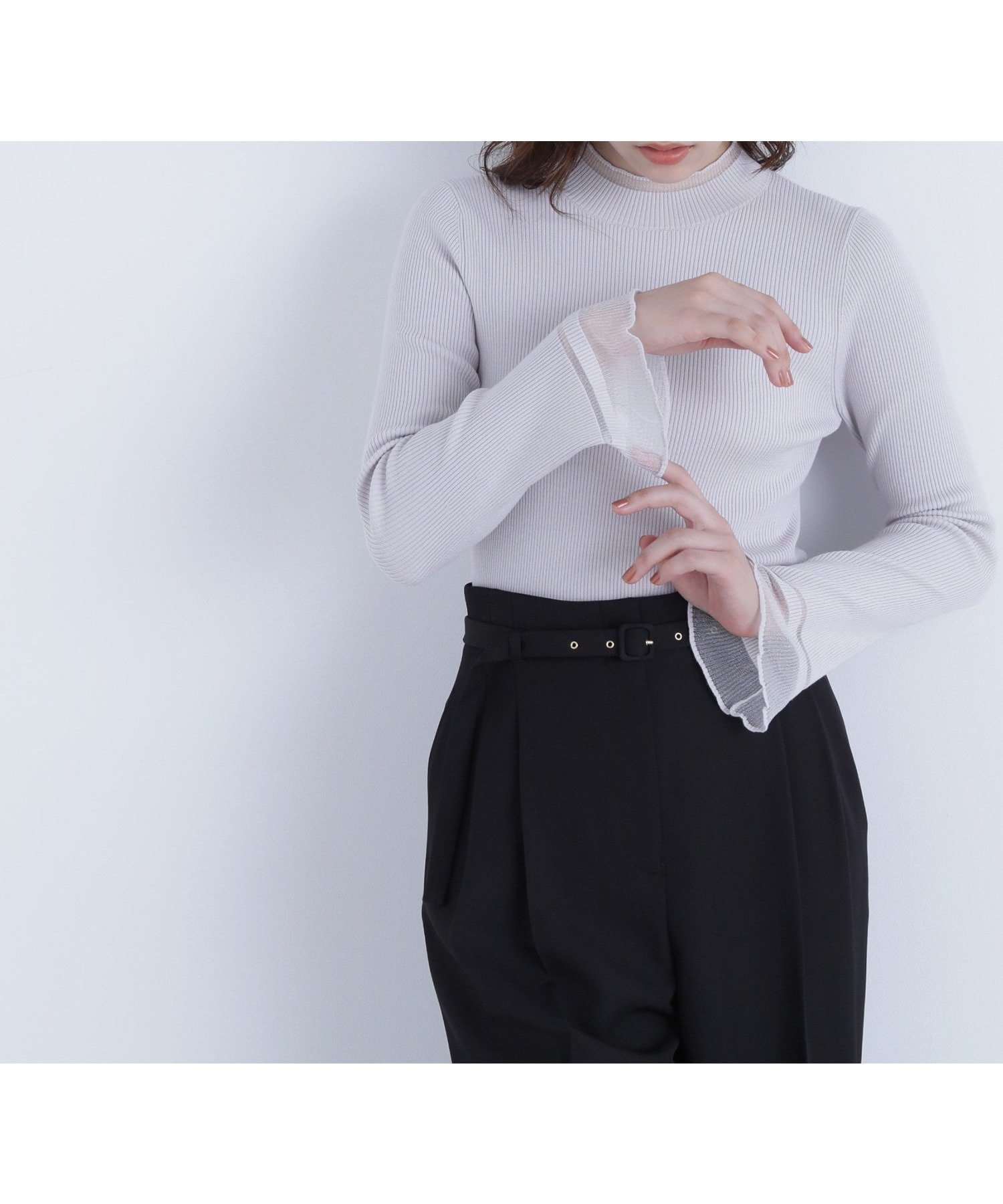 【ナチュラル ビューティー ベーシック/NATURAL BEAUTY BASIC】のさりげな シアースリーブニット インテリア・キッズ・メンズ・レディースファッション・服の通販 founy(ファニー) 　雑誌掲載アイテム　Magazine Picks & Fashion Features　ファッション雑誌　Fashion Magazines　オッジ　Oggi　ファッション　Fashion　レディースファッション　Fashion for Women　トップス・カットソー　Cut & Sew Tops　ニット　Knit Tops & Sweaters　12月号　December Issue　インナー　Innerwear　キャミワンピース　Cami Dress, Slip Dress　コンパクト　Compact, Small Size　シアー　Sheer, See-Through　ストレッチ　Stretch, Stretchy Fabric　フレア　Flare, Flared　ベーシック　Basic, Essential　リブニット　Rib Knit, Ribbed Knit　秋　Autumn　雑誌　Magazine, Fashion Magazine　グレー|ID: prp329100004686956 ipo3291000000034048018