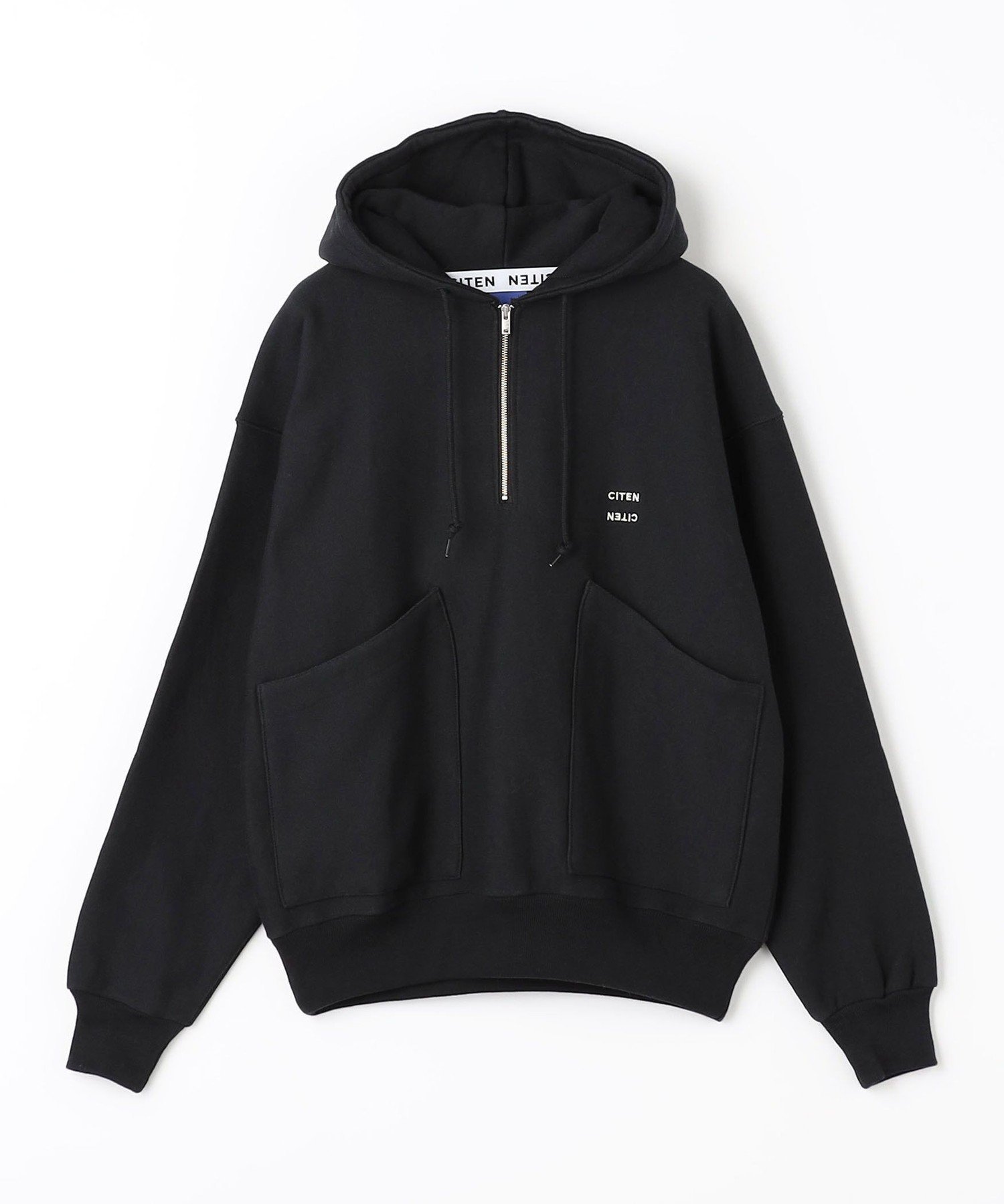 【シテン/CITEN】のCITEN ハーフジップスウェットフーディー インテリア・キッズ・メンズ・レディースファッション・服の通販 founy(ファニー) 　ファッション　Fashion　レディースファッション　Fashion for Women　トップス・カットソー　Cut & Sew Tops　レディースパーカー・カジュアルフーディー　Casual Hoodies & Sweatshirts　スウェット・クルーネックトップス　Sweatshirts & Crewnecks / Relaxed Fit Sweat Tops　コンパクト　Compact, Small Size　スウェット / スエット　Sweatshirt, Sweatwear　セットアップ　Set-Up, Coordinated Outfit　定番　Standard, Basic Item　バランス　Balance, Style Balance　フィット　Fit, Slim Fit　フォルム　Silhouette, Form　ベスト　Vest, Waistcoat　ポケット　Pocket, Pocket Detail　A/W・秋冬　Autumn/Winter　おすすめ　Recommended / Our Picks　エレガント 上品　Elegant　BLACK|ID: prp329100004686975 ipo3291000000033844634