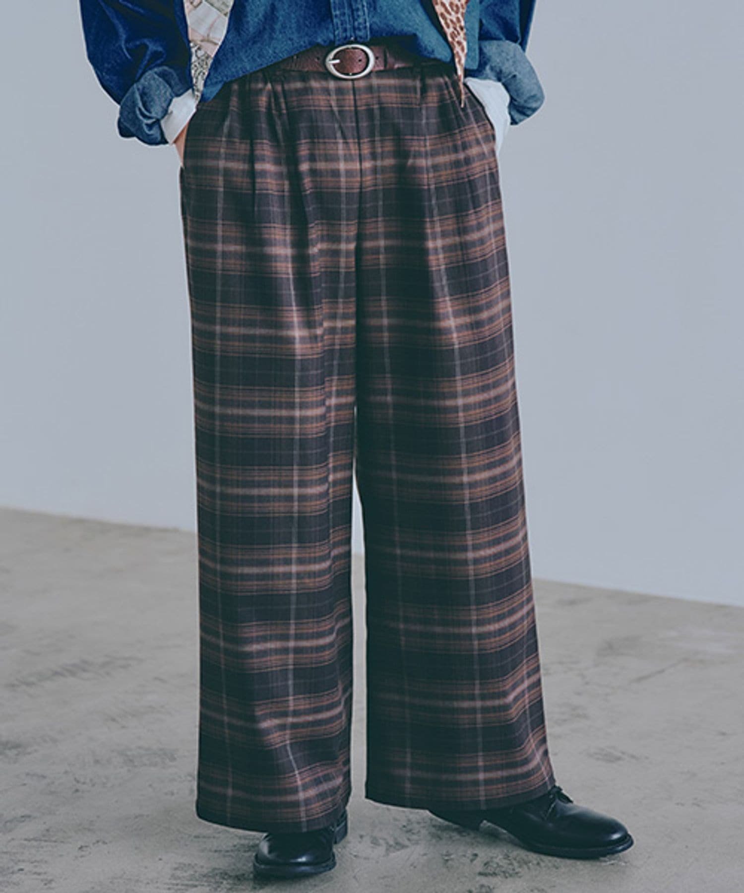 【スタディオ クリップ/studio CLIP】のストレートイージーパンツ プチ・プラスサイズあり インテリア・キッズ・メンズ・レディースファッション・服の通販 founy(ファニー) 　ファッション　Fashion　レディースファッション　Fashion for Women　パンツ　Pants & Trousers　おすすめ　Recommended / Our Picks　ストレート　Straight, Straight Cut　チェック　Check, Plaid, Tartan　フラット　Flat, Flat Shoes　ボトム　Bottoms, Lower Wear　マニッシュ　Mannish, Boyish　エレガント 上品　Elegant　定番　Standard, Basic Item　無地　Plain, Solid Color　ブラウンチェック03|ID: prp329100004687096 ipo3291000000034597235