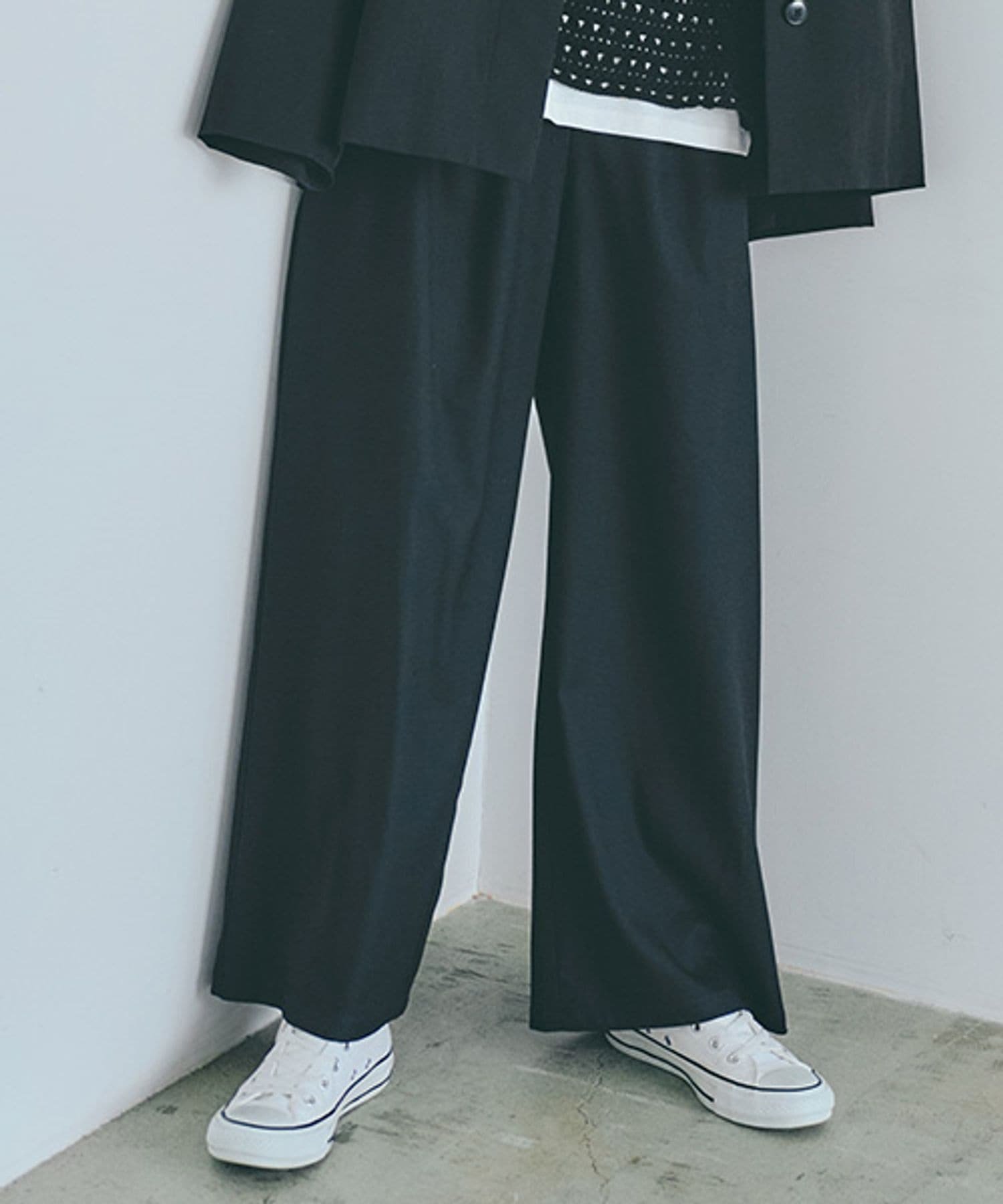 【スタディオ クリップ/studio CLIP】のストレートイージーパンツ プチ・プラスサイズあり インテリア・キッズ・メンズ・レディースファッション・服の通販 founy(ファニー) 　ファッション　Fashion　レディースファッション　Fashion for Women　パンツ　Pants & Trousers　おすすめ　Recommended / Our Picks　ストレート　Straight, Straight Cut　チェック　Check, Plaid, Tartan　フラット　Flat, Flat Shoes　ボトム　Bottoms, Lower Wear　マニッシュ　Mannish, Boyish　エレガント 上品　Elegant　定番　Standard, Basic Item　無地　Plain, Solid Color　ブラック07|ID: prp329100004687096 ipo3291000000034597237