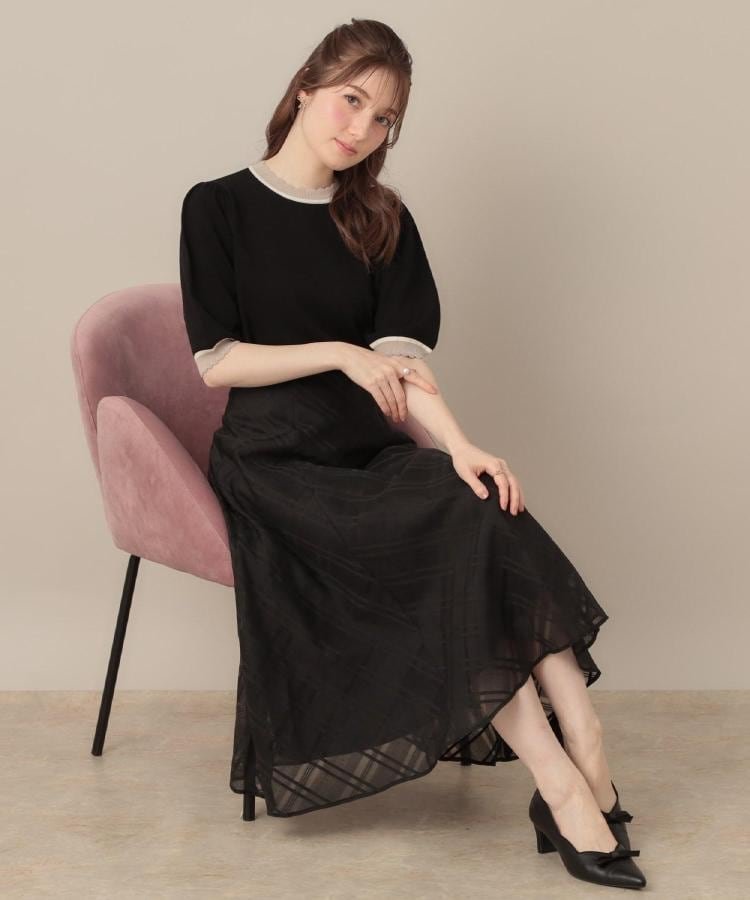 【クチュール ブローチ/Couture Brooch】の【美シルエット・通勤】シアーチェックオーガンジースカート 人気、トレンドファッション・服の通販 founy(ファニー) 　ファッション　Fashion　レディースファッション　Fashion for Women　スカート　Skirts　おすすめ　Recommended / Our Picks　オーガンジー　Organza Fabric　チェック　Check, Plaid, Tartan　フレア　Flare, Flared　ポケット　Pocket, Pocket Detail　ビジネス 仕事 通勤　Business / Work / Commuting　 other-1|ID: prp329100004687165 ipo3291000000033846092