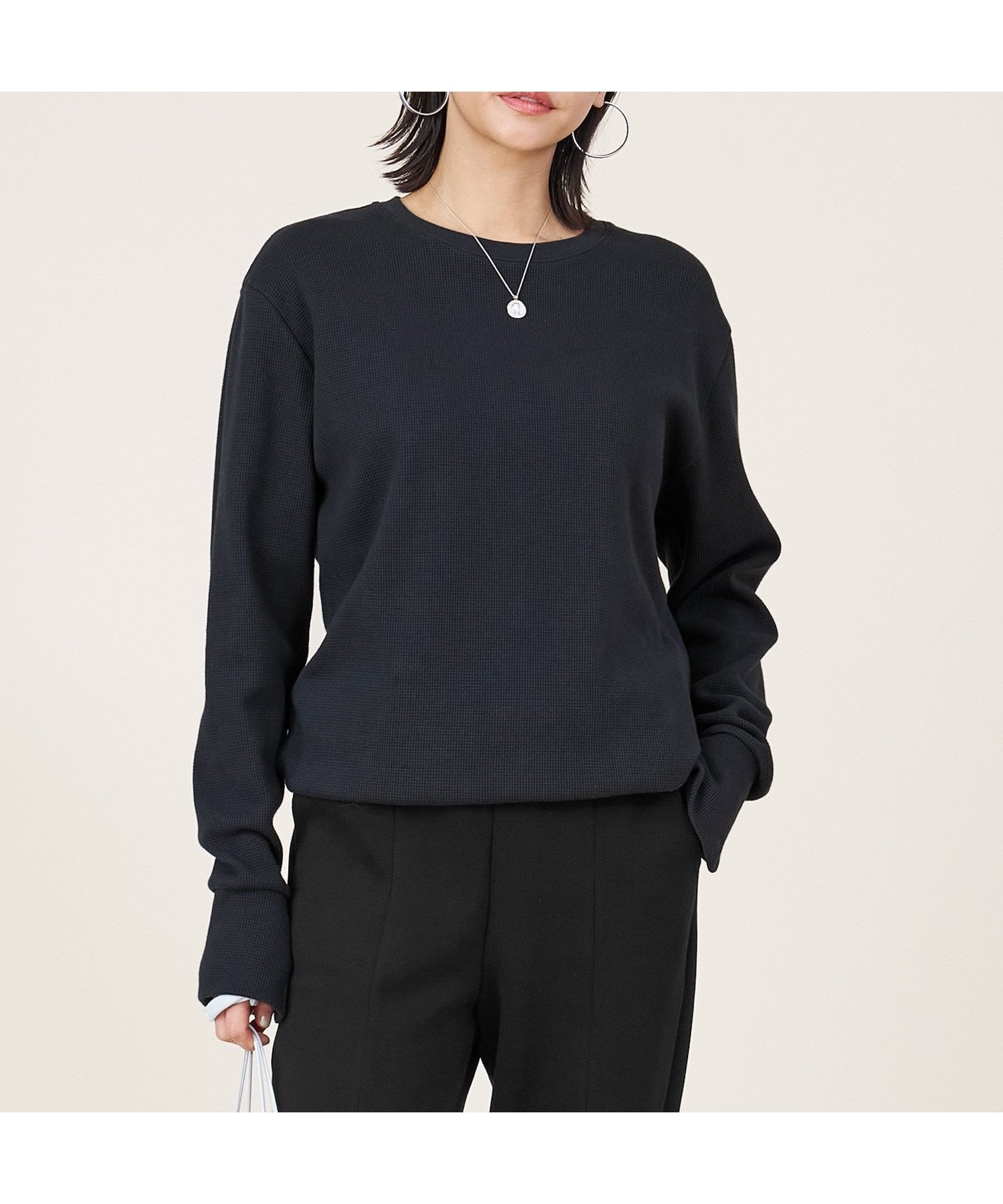 【マイカ ディール/MICA & DEAL】の【marmors】thermal crew neck pullover インテリア・キッズ・メンズ・レディースファッション・服の通販 founy(ファニー) 　ファッション　Fashion　レディースファッション　Fashion for Women　トップス・カットソー　Cut & Sew Tops　カジュアルプルオーバー・ニットトップス　Pullovers & Knit Tops / Casual Pullovers　シンプル　Simple, Minimal　ストレッチ　Stretch, Stretchy Fabric　定番　Standard, Basic Item　ワイド　Wide, Wide Fit　ワッフル　Waffle, Waffle Knit　CHARCOAL|ID: prp329100004687192 ipo3291000000033846304