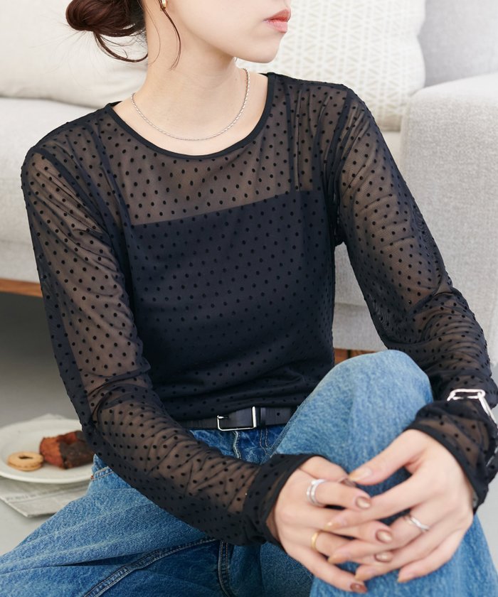 【ディスコート/Discoat】の【WEB限定】ドットチュールプルオーバー インテリア・キッズ・メンズ・レディースファッション・服の通販 founy(ファニー) https://founy.com/ ファッション Fashion レディースファッション Fashion for Women トップス・カットソー Cut & Sew Tops カジュアルプルオーバー・ニットトップス Pullovers & Knit Tops / Casual Pullovers |ID: prp329100004687194 ipo3291000000033846316