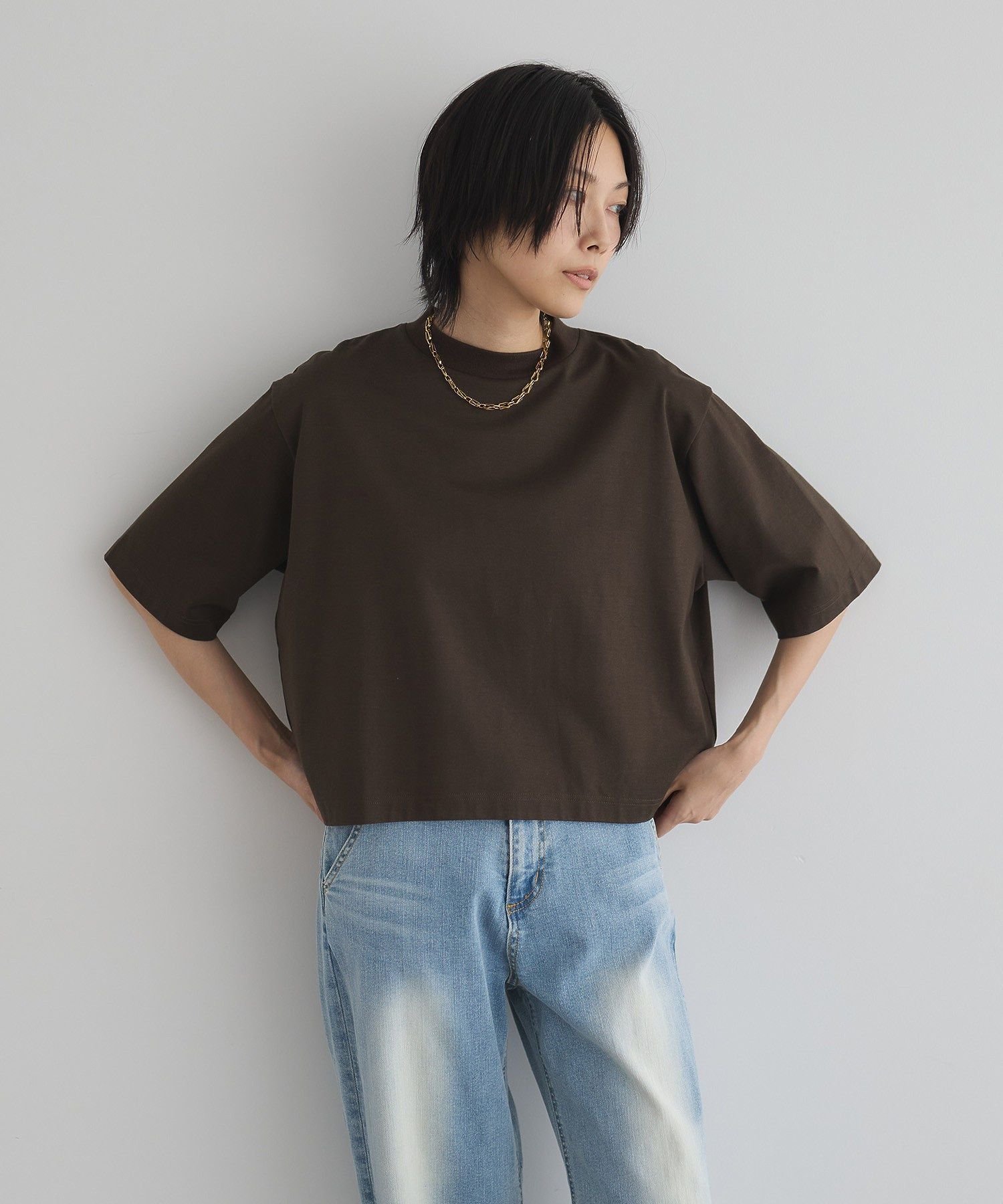 【ガレージ オブ グッド クロージング/GARAGE OF GOOD CLOTHING】の【日本製】モックネック6分袖プルオーバー インテリア・キッズ・メンズ・レディースファッション・服の通販 founy(ファニー) 　ファッション　Fashion　レディースファッション　Fashion for Women　トップス・カットソー　Cut & Sew Tops　カジュアルプルオーバー・ニットトップス　Pullovers & Knit Tops / Casual Pullovers　ボトム　Bottoms, Lower Wear　ポケット　Pocket, Pocket Detail　モックネック　Mock Neck, Short Turtleneck　ワイド　Wide, Wide Fit　エレガント 上品　Elegant　日本製　Made In Japan　ダークブラウン|ID: prp329100004687214 ipo3291000000033846420