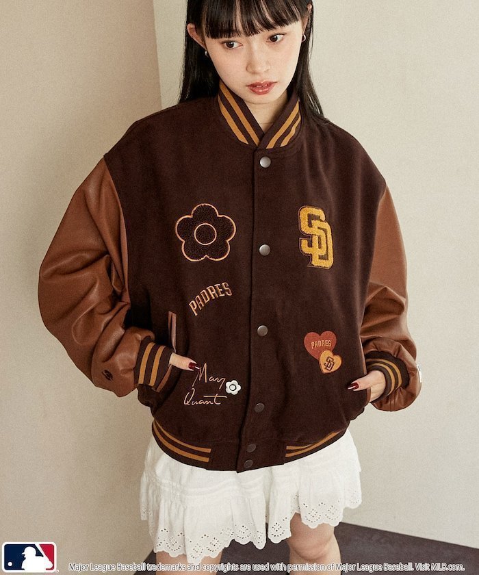【フリークスストア/FREAK'S STORE】のMLB×MARY QUANT PATCH STUDIUM JACKET/パッチスタジアムジャケット /マリークワント 25FW インテリア・キッズ・メンズ・レディースファッション・服の通販 founy(ファニー) 　ファッション　Fashion　レディースファッション　Fashion for Women　アウター　Coat / Outerwear Collection　レディースジャケット・軽アウター　Jackets　クラシカル　Classical, Vintage-Inspired　コラボ　Collaboration, Collab　コレクション　Collection, Seasonal Line　スペシャル　Special, Limited Edition　スリーブ　Sleeve, Long Sleeve / Short Sleeve　トレンド　Trend, Trending Now　ミニスカート　Mini Skirt, Short Skirt　モチーフ　Motif, Design Theme　リアル　Real, Realistic　ロンドン　London Style, British Inspired　A/W・秋冬　Autumn/Winter　冬　Winter / This Winter　ブラウン|ID: prp329100004687216 ipo3291000000033846428