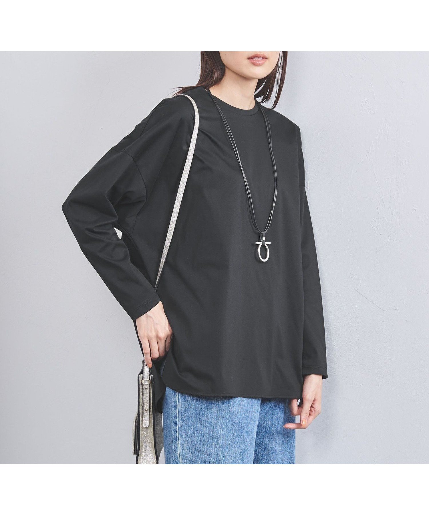 【ユナイテッドアローズ/UNITED ARROWS】のC ラウンドヘム ロングスリーブ カットソー インテリア・キッズ・メンズ・レディースファッション・服の通販 founy(ファニー) 　ファッション　Fashion　レディースファッション　Fashion for Women　トップス・カットソー　Cut & Sew Tops　カットソー・ベーシックTシャツ　Cut-and-Sewn Tops / Stretch Tees & Basics　おすすめ　Recommended / Our Picks　カットソー　Cut and Sewn Top　コンパクト　Compact, Small Size　シルケット　Silket, Silky Cotton　シンプル　Simple, Minimal　スタイリッシュ　Stylish, Fashionable　スリーブ　Sleeve, Long Sleeve / Short Sleeve　ドレープ　Drape, Draping Fabric　ロング　Long, Long-Length　BLACK|ID: prp329100004687224 ipo3291000000033846484