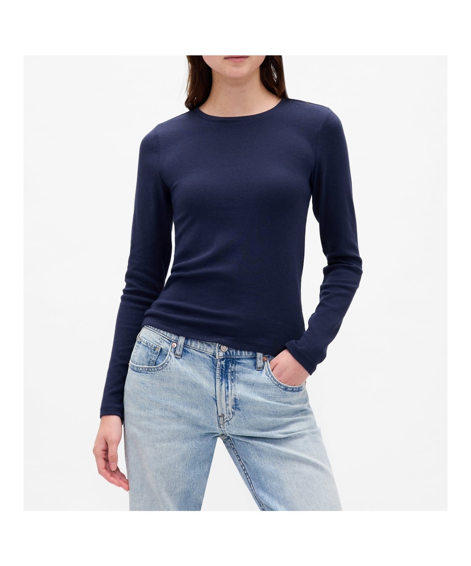 【ギャップ/GAP】のモダン シュランケンTシャツ インテリア・キッズ・メンズ・レディースファッション・服の通販 founy(ファニー) 　ファッション　Fashion　レディースファッション　Fashion for Women　トップス・カットソー　Cut & Sew Tops　シャツ・ブラウス・オフィスカジュアル　Elegant Blouses & Button-Ups　ロングTシャツ・Tシャツ　Longline T-Shirts & Tees　ショート　Short, Short Length　ストレッチ　Stretch, Stretchy Fabric　フィット　Fit, Slim Fit　モダン　Modern, Contemporary　長袖　Long Sleeve, Full Sleeve　NAVY_UNIFORM|ID: prp329100004687251 ipo3291000000034184462