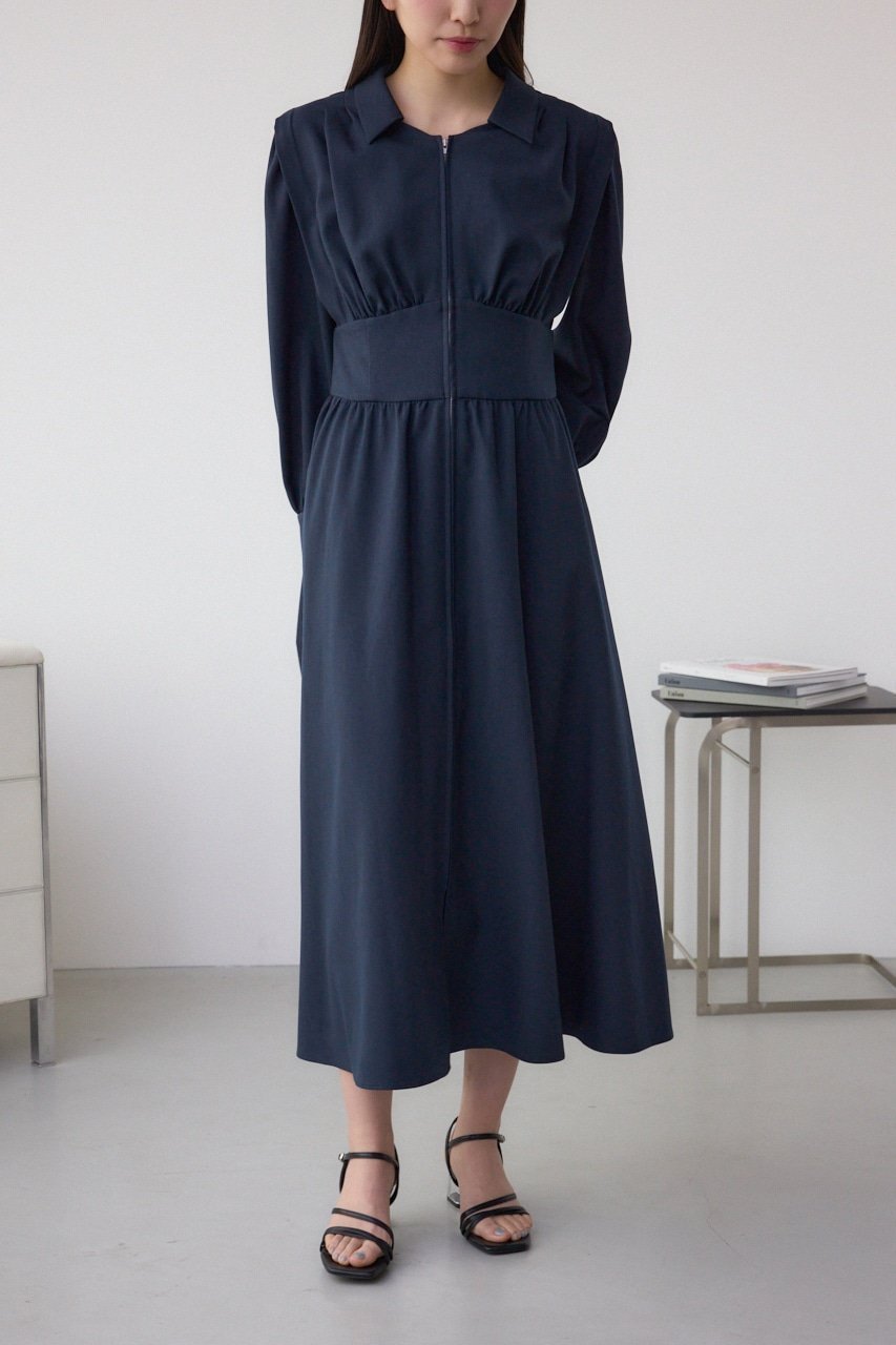 【アズール バイ マウジー/AZUL by moussy】のウエストタック切り替えフレアワンピース インテリア・キッズ・メンズ・レディースファッション・服の通販 founy(ファニー) 　ファッション　Fashion　レディースファッション　Fashion for Women　ワンピース　Dresses　コルセット　Corset, Bustier　ジップ　Zip, Zipper　トレンド　Trend, Trending Now　フィット　Fit, Slim Fit　フレア　Flare, Flared　羽織　Haori, Light Jacket　NVY|ID: prp329100004687267 ipo3291000000033846901