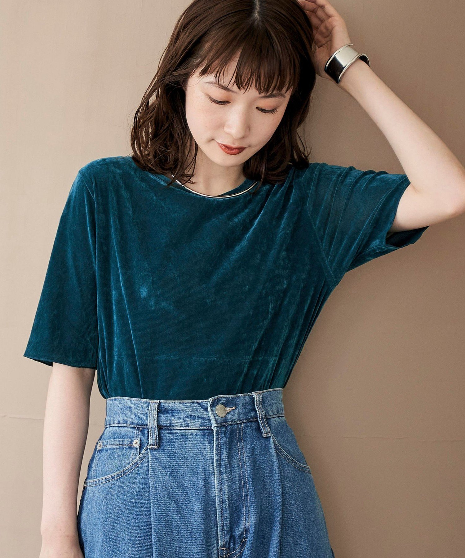 【コーエン/COEN】のシアーベロアハーフスリーブTシャツ インテリア・キッズ・メンズ・レディースファッション・服の通販 founy(ファニー) 　ファッション　Fashion　レディースファッション　Fashion for Women　トップス・カットソー　Cut & Sew Tops　シャツ・ブラウス・オフィスカジュアル　Elegant Blouses & Button-Ups　ロングTシャツ・Tシャツ　Longline T-Shirts & Tees　ベロアトップス　Velour Tops / Velvet-Look Items　インナー　Innerwear　カットソー　Cut and Sewn Top　シアー　Sheer, See-Through　シンプル　Simple, Minimal　トレンド　Trend, Trending Now　ベロア　Velour, Soft Velvet　半袖　Short Sleeve, Half Sleeve　おすすめ　Recommended / Our Picks　TURQUOISE|ID: prp329100004687287 ipo3291000000033975255