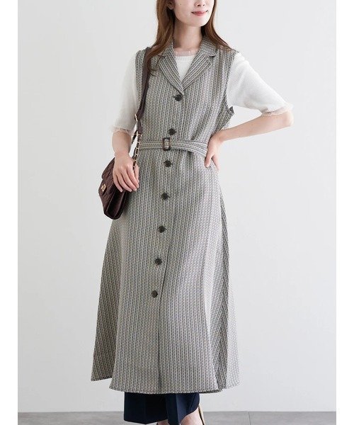 【ルディックパーク/LUDIC PARK】のノースリーブトレンチジレワンピース インテリア・キッズ・メンズ・レディースファッション・服の通販 founy(ファニー) 　ファッション　Fashion　レディースファッション　Fashion for Women　アウター　Coat / Outerwear Collection　ストレート　Straight, Straight Cut　ツイル　Twist, Twisted Detail　デニム　Denim, Jeans Material　ボトム　Bottoms, Lower Wear　ポケット　Pocket, Pocket Detail　マーブル　Marble, Marble Pattern　ワイド　Wide, Wide Fit　エレガント 上品　Elegant　ベージュ|ID: prp329100004687303 ipo3291000000033847181