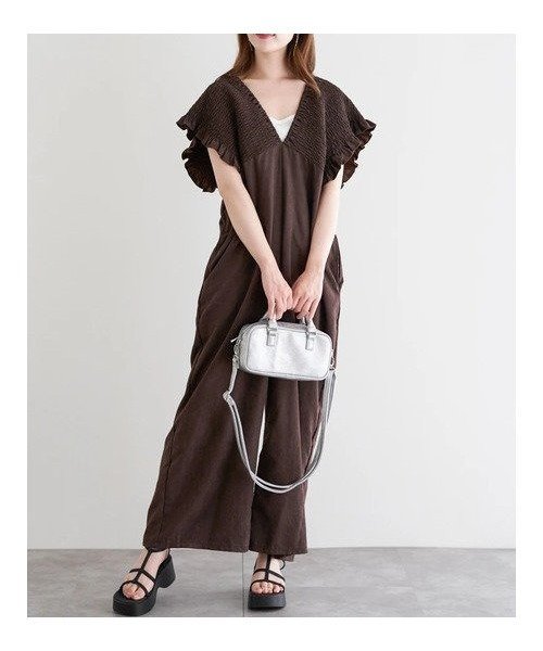 【ルディックパーク/LUDIC PARK】のピーチ起毛シャーリングサロペット 人気、トレンドファッション・服の通販 founy(ファニー) 　ファッション　Fashion　レディースファッション　Fashion for Women　ワンピース　Dresses　サロペット&オールインワン　Dungarees & Jumpsuit Styles　インナー　Innerwear　ガーリー　Girly, Feminine Style　サロペット　Overalls, Salopette　サンダル　Sandals, Summer Shoes　シャーリング　Shirring, Ruched　なめらか　Smooth, Silky Texture　ピーチ　Peach, Soft Touch　ポケット　Pocket, Pocket Detail　リボン　Ribbon, Bow　ワイド　Wide, Wide Fit　おすすめ　Recommended / Our Picks　 other-1|ID: prp329100004687305 ipo3291000000033847187