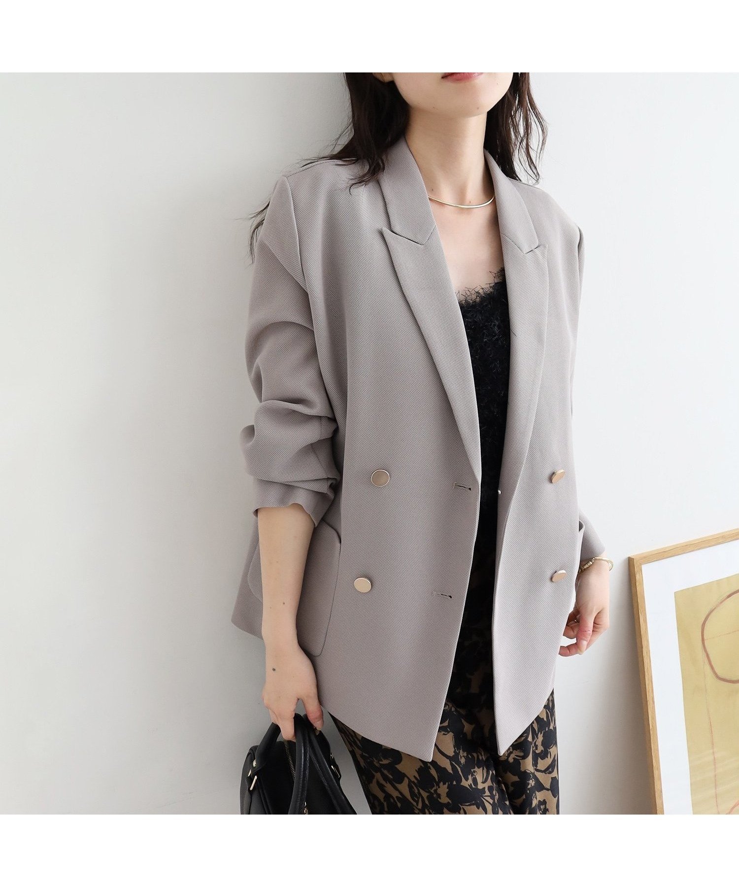 【ルクールブラン/le.coeur blanc】のメッシュダブルブレストジャケット インテリア・キッズ・メンズ・レディースファッション・服の通販 founy(ファニー) 　ファッション　Fashion　レディースファッション　Fashion for Women　アウター　Coat / Outerwear Collection　レディースジャケット・軽アウター　Jackets　おすすめ　Recommended / Our Picks　シアー　Sheer, See-Through　ジャケット　Jacket, Outerwear　ダブル　Double, Double-Breasted　デニム　Denim, Jeans Material　メッシュ　Mesh, Net Fabric　エレガント 上品　Elegant　グレージュ|ID: prp329100004687321 ipo3291000000033847268