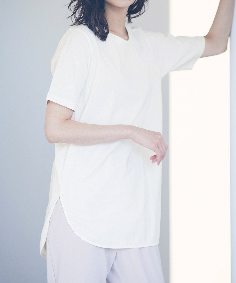 【ラナン/Ranan】のRanan/ B.C ひんやり!UV!ラウンドヘムプルオーバー インテリア・キッズ・メンズ・レディースファッション・服の通販 founy(ファニー) 　ファッション　Fashion　レディースファッション　Fashion for Women　トップス・カットソー　Cut & Sew Tops　カジュアルプルオーバー・ニットトップス　Pullovers & Knit Tops / Casual Pullovers　インナー　Innerwear　チュニック　Tunic, Long Top　ラウンド　Round, Round Neck　夏　Summer　エレガント 上品　Elegant　オフホワイト|ID: prp329100004687329 ipo3291000000033847325