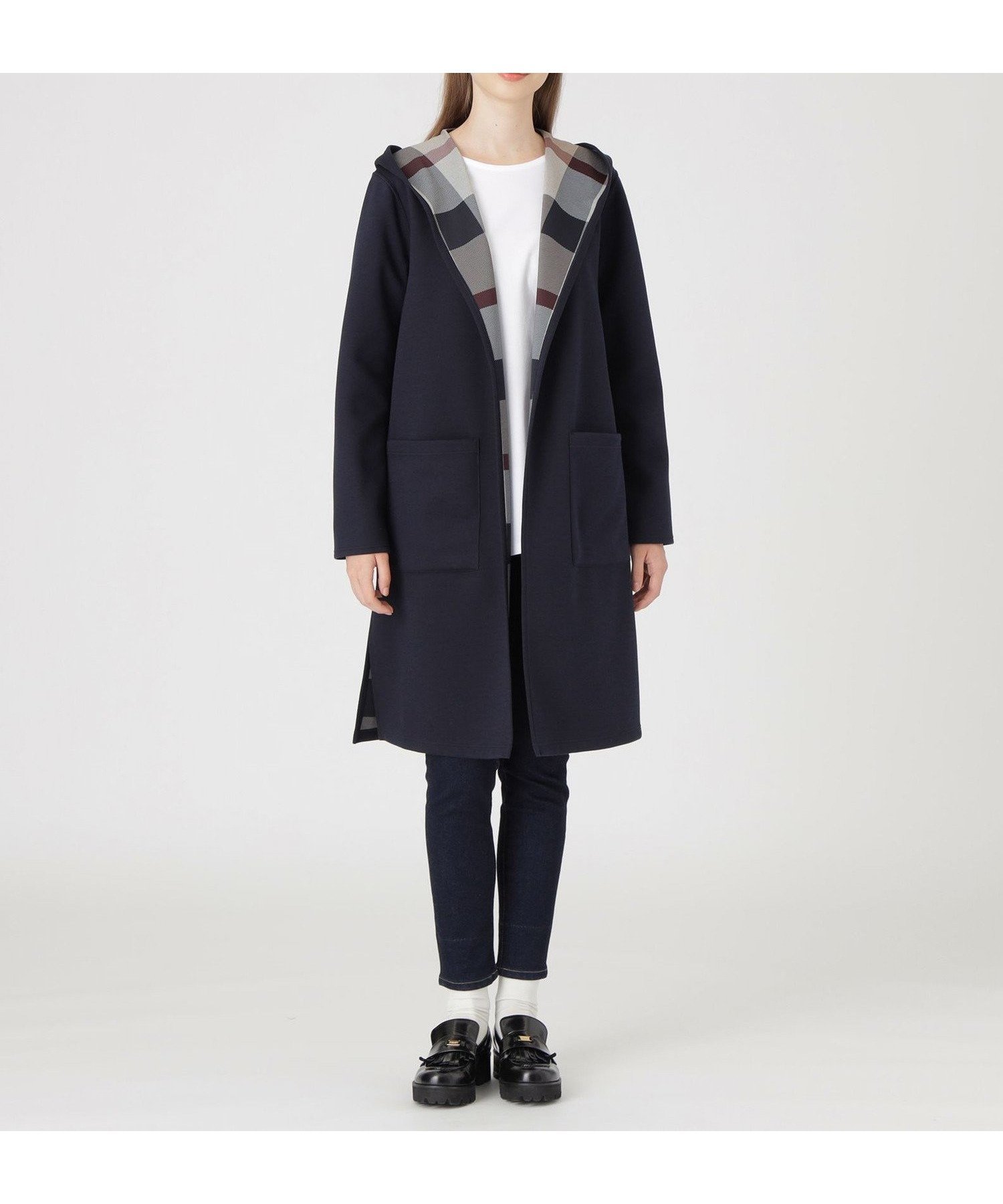 【ブルーレーベル クレストブリッジ/BLUE LABEL CRESTBRIDGE】のクレストブリッジチェックリバーシブルダンボールコーディガン インテリア・キッズ・メンズ・レディースファッション・服の通販 founy(ファニー) 　ファッション　Fashion　レディースファッション　Fashion for Women　おすすめ　Recommended / Our Picks　インナー　Innerwear　カットソー　Cut and Sewn Top　コーディガン　Coatigan, Knit Coat　チェック　Check, Plaid, Tartan　プリント　Print, Printed Pattern　リバーシブル　Reversible, Two-Sided　無地　Plain, Solid Color　ネイビー|ID: prp329100004687351 ipo3291000000033847543