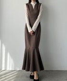 【ジュノア/JUNOAH】のLouere 深Vネックツイードマーメイドジャンパースカート ブラウン|ID: prp329100004687402 ipo3291000000033847907