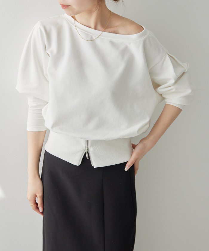 【ジェミール/gemeil】のボートネックウエストジップカットソー(IF-223) インテリア・キッズ・メンズ・レディースファッション・服の通販 founy(ファニー) https://founy.com/ ファッション Fashion レディースファッション Fashion for Women トップス・カットソー Cut & Sew Tops カットソー・ベーシックTシャツ Cut-and-Sewn Tops / Stretch Tees & Basics インディゴ Indigo Denim ジップ Zip, Zipper スラックス Slacks, Dress Pants スリーブ Sleeve, Long Sleeve / Short Sleeve デコルテ Décolleté, Neckline デニム Denim, Jeans Material トレンド Trend, Trending Now |ID: prp329100004687426 ipo3291000000033848163