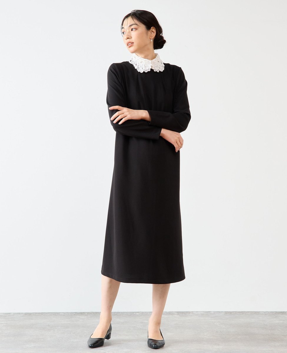 【メルローズ クレール/MELROSE claire】の【noir】入卒園式・卒業式・入学式・お仕事にも困らない カットジョーゼットロングワンピース(一部WEB限定サイズ) インテリア・キッズ・メンズ・レディースファッション・服の通販 founy(ファニー) 　ファッション　Fashion　レディースファッション　Fashion for Women　ワンピース　Dresses　おすすめ　Recommended / Our Picks　シンプル　Simple, Minimal　ジョーゼット　Georgette, Semi-Sheer Fabric　センター　Center, Center Line　ネックレス　Necklace, Pendant Necklace　バランス　Balance, Style Balance　パール　Pearl, Pearl Accent　ポケット　Pocket, Pocket Detail　ロング　Long, Long-Length　エレガント 上品　Elegant　ビジネス 仕事 通勤　Business / Work / Commuting　入学式　Entrance Ceremony　卒業式　Graduation Ceremony　ブラック|ID: prp329100004687432 ipo3291000000033848231