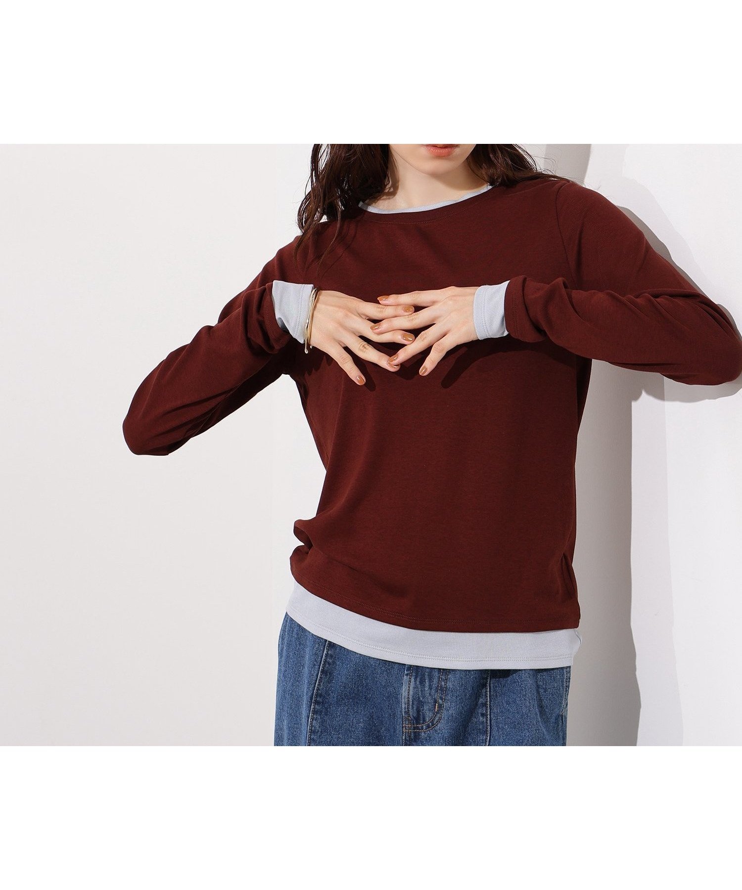 【エヌ ナチュラルビューティーベーシック/N.Natural Beauty basic】のシアーレイヤードトップス インテリア・キッズ・メンズ・レディースファッション・服の通販 founy(ファニー) 　ファッション　Fashion　レディースファッション　Fashion for Women　トップス・カットソー　Cut & Sew Tops　インナー　Innerwear　シアー　Sheer, See-Through　トレンド　Trend, Trending Now　ベーシック　Basic, Essential　春　Spring　秋　Autumn　ブラウン×ブルー|ID: prp329100004687470 ipo3291000000033848618