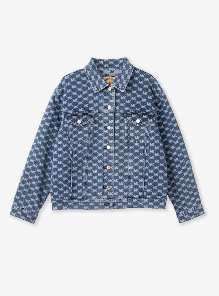 【マイケルコース/MICHAEL KORS】のエラスティック ジャカード デニム トラックジャケット マイケルコース インテリア・キッズ・メンズ・レディースファッション・服の通販 founy(ファニー) https://founy.com/ ファッション Fashion レディースファッション Fashion for Women アウター Coat / Outerwear Collection レディースジャケット・軽アウター Jackets コレクション Collection, Seasonal Line ジャカード／ジャガード Jacquard, Woven Pattern ジャケット Jacket, Outerwear デニム Denim, Jeans Material ラグジュアリー Luxury, Elegant |ID: prp329100004687475 ipo3291000000033930395
