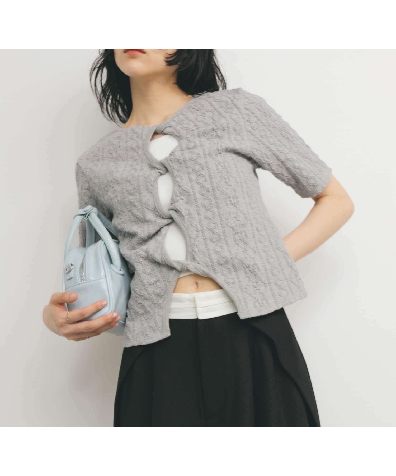 【ケービーエフ/KBF / URBAN RESEARCH】の2WAYケーブルジャカードトップス インテリア・キッズ・メンズ・レディースファッション・服の通販 founy(ファニー) 　ファッション　Fashion　レディースファッション　Fashion for Women　トップス・カットソー　Cut & Sew Tops　2025年　2025　2025春夏・S/S　Spring/Summer 2025 SS25　インナー　Innerwear　コンパクト　Compact, Small Size　シンプル　Simple, Minimal　ボトム　Bottoms, Lower Wear　夏　Summer　S/S・春夏　SS, Spring/Summer, Warm Season　TOP GRAY|ID: prp329100004687493 ipo3291000000033848820