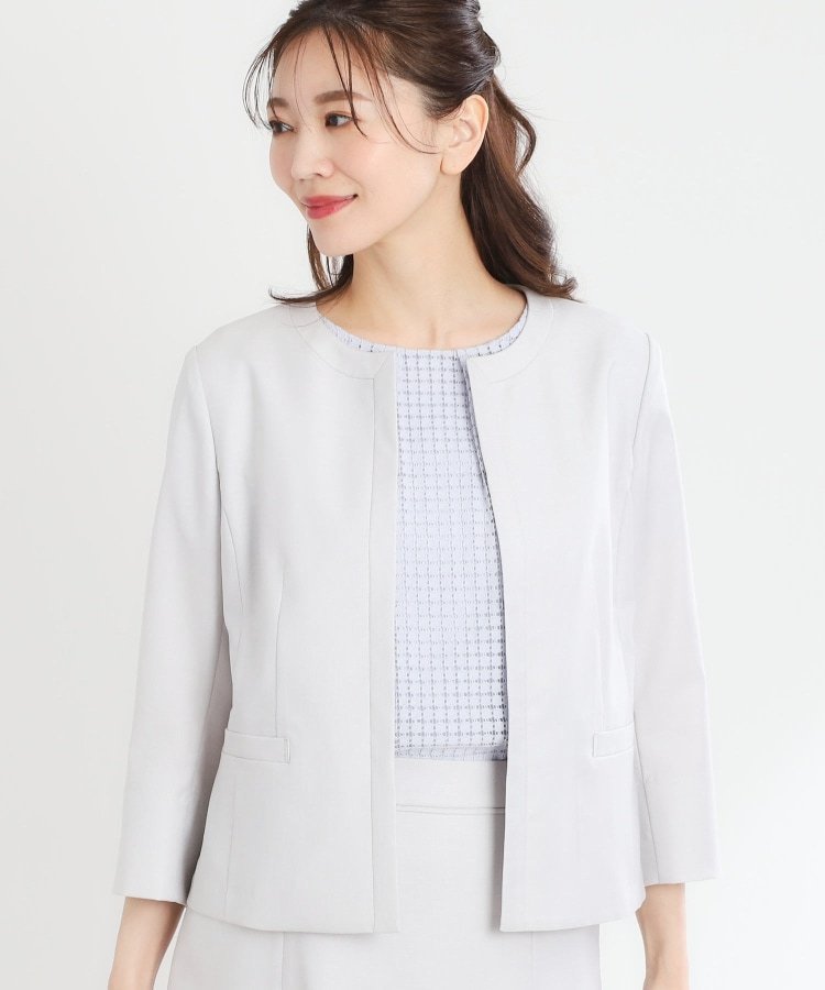【リフレクト/Reflect】の【夏SALE/UVカット/接触冷感/洗える/セットアップ可】ドライタッチジャケット インテリア・キッズ・メンズ・レディースファッション・服の通販 founy(ファニー) 　ファッション　Fashion　レディースファッション　Fashion for Women　アウター　Coat / Outerwear Collection　レディースジャケット・軽アウター　Jackets　ジャケット　Jacket, Outerwear　セットアップ　Set-Up, Coordinated Outfit　エレガント 上品　Elegant　切替　Switching, Contrast Panel　夏　Summer　洗える　Machine Washable　ライトグレー|ID: prp329100004687576 ipo3291000000033849572