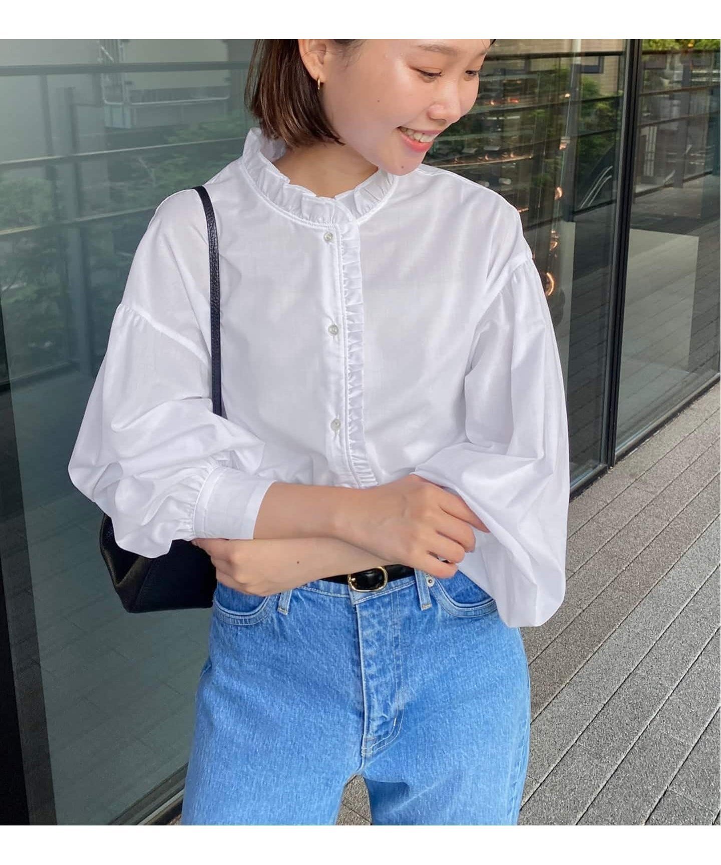 【スローブ イエナ/SLOBE IENA】の《追加》ミニフリルブラウス インテリア・キッズ・メンズ・レディースファッション・服の通販 founy(ファニー) 　ファッション　Fashion　レディースファッション　Fashion for Women　トップス・カットソー　Cut & Sew Tops　シャツ・ブラウス・オフィスカジュアル　Elegant Blouses & Button-Ups　2025年　2025　2025春夏・S/S　Spring/Summer 2025 SS25　おすすめ　Recommended / Our Picks　インナー　Innerwear　フリル　Frill, Ruffle　フロント　Front, Front Design　ロング　Long, Long-Length　ホワイト|ID: prp329100004687631 ipo3291000000034119516