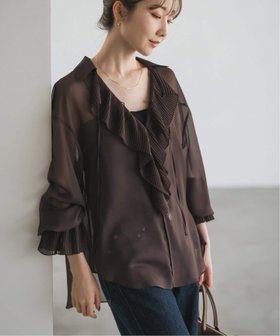 【ノーブル / スピック&スパン/NOBLE / Spick & Span】のプリーツフリルブラウス 人気、トレンドファッション・服の通販 founy(ファニー) ファッション Fashion レディースファッション Fashion for Women トップス・カットソー Cut & Sew Tops シャツ・ブラウス・オフィスカジュアル Elegant Blouses & Button-Ups カーディガン Cardigan, Knitwear キャミ Camisole, Cami Top シアー Sheer, See-Through ジャケット Jacket, Outerwear ジョーゼット Georgette, Semi-Sheer Fabric タンク Tank Top, Sleeveless Top フリル Frill, Ruffle フロント Front, Front Design プリーツ Pleats, Pleated エレガント 上品 Elegant 羽織 Haori, Light Jacket |ID:prp329100004687663