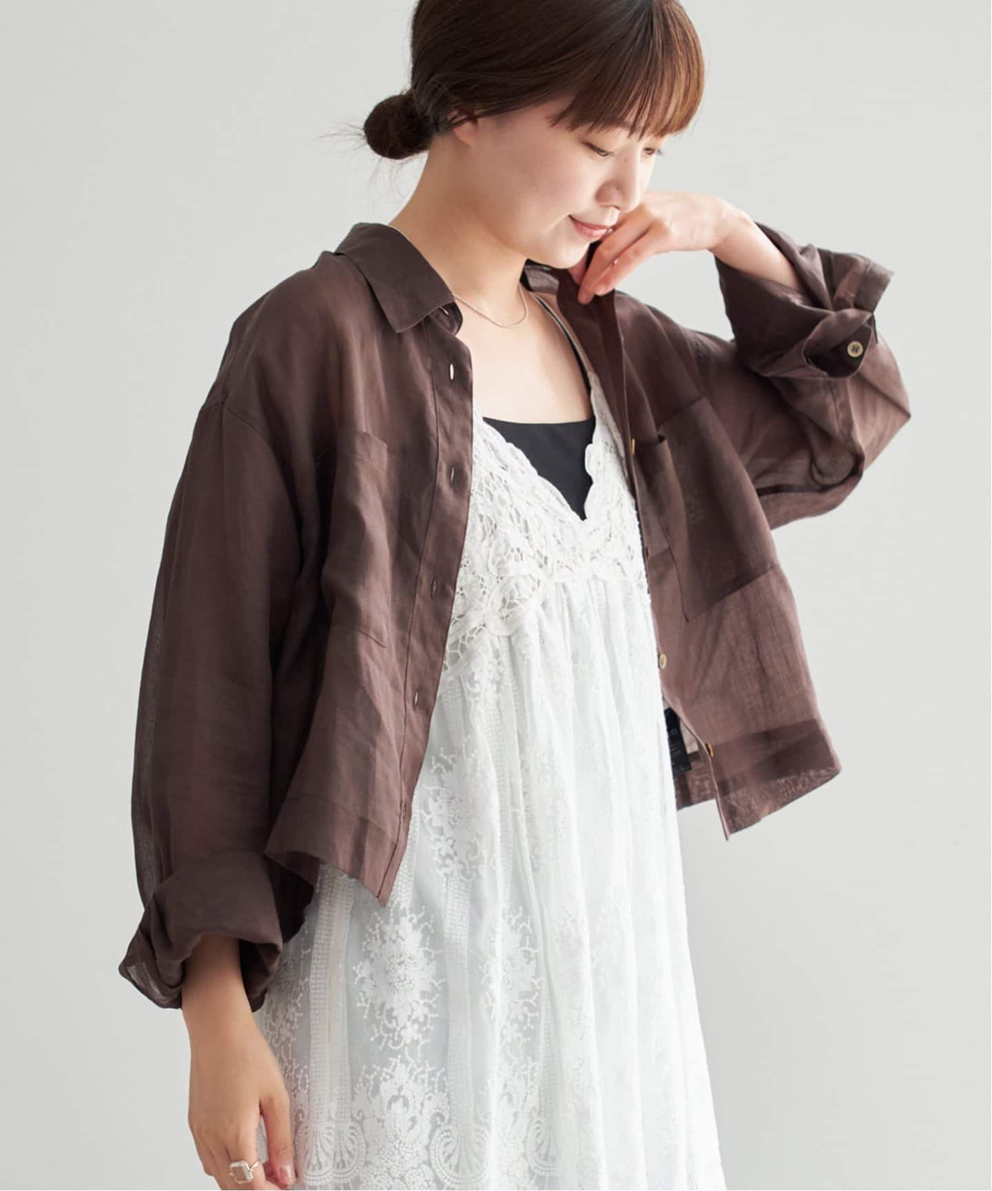 【イエナ/IENA】のラミーショートシャツ インテリア・キッズ・メンズ・レディースファッション・服の通販 founy(ファニー) 　ファッション　Fashion　レディースファッション　Fashion for Women　トップス・カットソー　Cut & Sew Tops　シャツ・ブラウス・オフィスカジュアル　Elegant Blouses & Button-Ups　2025年　2025　2025春夏・S/S　Spring/Summer 2025 SS25　ショート　Short, Short Length　スリット　Slit, Slit Detail　バランス　Balance, Style Balance　ボトム　Bottoms, Lower Wear　ロング　Long, Long-Length　夏　Summer　羽織　Haori, Light Jacket　ブラウン|ID: prp329100004687671 ipo3291000000033850577