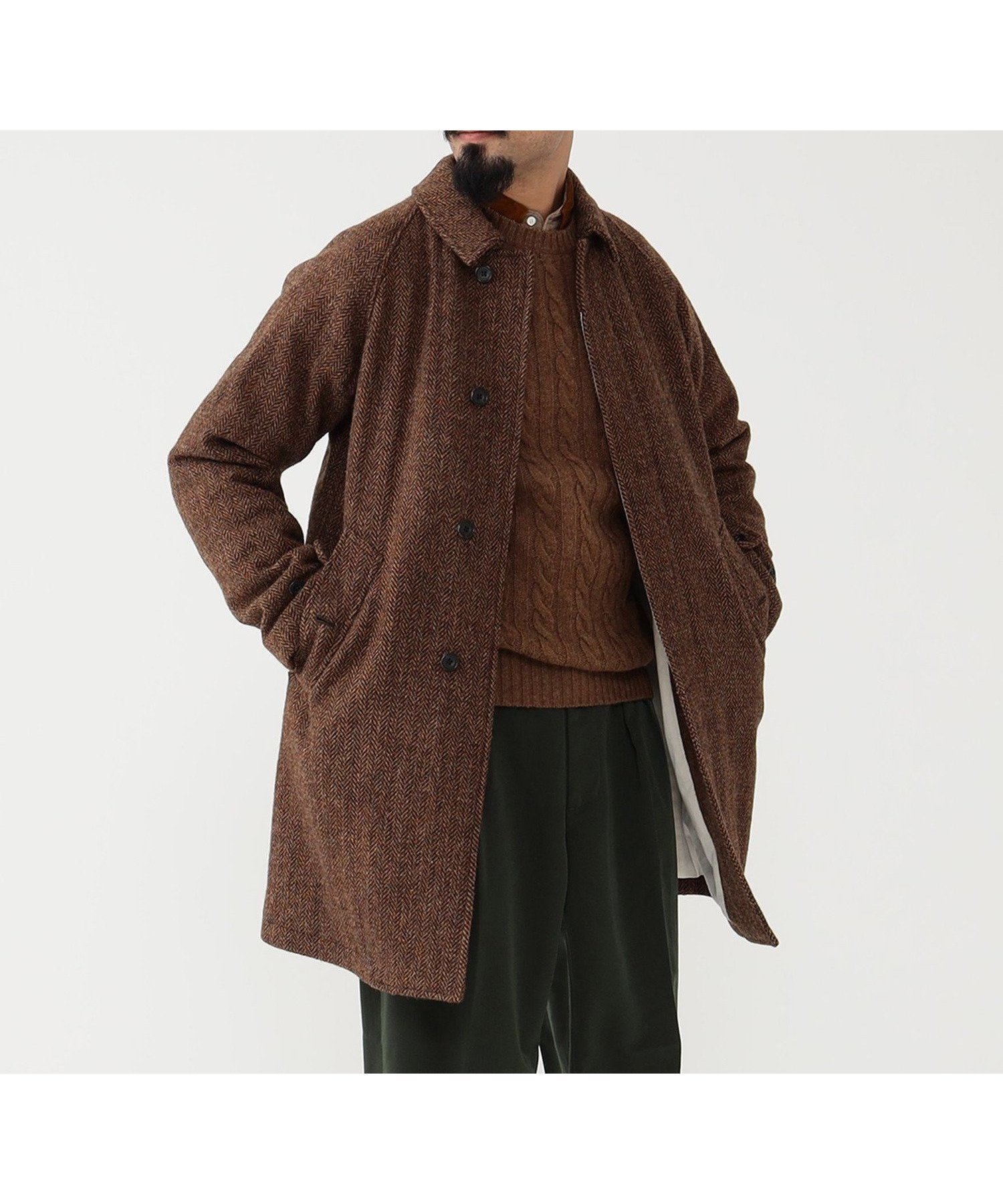 【ビームス/BEAMS / MEN】のBEAMS PLUS / ハリスツイード バルカラー コート 25AW インテリア・キッズ・メンズ・レディースファッション・服の通販 founy(ファニー) 　ファッション　Fashion　メンズファッション　Fashion for Men　クラシック　Classic, Timeless Style　軽量　Lightweight, Ultra Light　スマート　Smart, Elegant　スリーブ　Sleeve, Long Sleeve / Short Sleeve　スーツ　Suit, Formalwear　ツイード　Twill, Twill Weave　ポケット　Pocket, Pocket Detail　ライニング　Inner Lining, Inner Fabric, Lined　冬　Winter / This Winter　2025年　2025　2025-2026秋冬・A/W　Autumn/Winter 2025–26 AW25–26　BROWN_HB|ID: prp329100004687745 ipo3291000000033851157