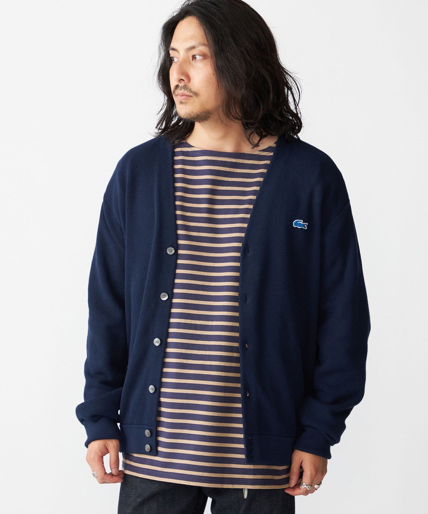 【シップス/SHIPS / MEN】の【SHIPS別注】LACOSTE コットン/ポリエステル Vネック カーディガン 24FW インテリア・キッズ・メンズ・レディースファッション・服の通販 founy(ファニー) 　ファッション　Fashion　メンズファッション　Fashion for Men　アクリル　Acrylic Material　カーディガン　Cardigan, Knitwear　クラシック　Classic, Timeless Style　今季　This Season, Current Season　人気　Popular, Best Seller　パール　Pearl, Pearl Accent　フランス　France, French　別注　Limited Edition, Custom Order　A/W・秋冬　Autumn/Winter　ゴルフ　Golf　ネイビー|ID: prp329100004687793 ipo3291000000033851589