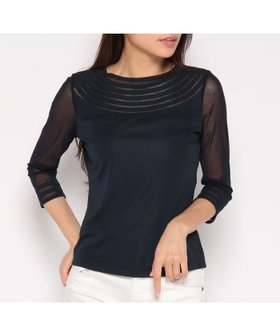 【ラ ジョコンダ/LA JOCONDE】のラ ジョコンダ LA JOCONDE 【洗える】七分袖スムース*チュールカットソー 人気、トレンドファッション・服の通販 founy(ファニー) ファッション Fashion レディースファッション Fashion for Women トップス・カットソー Cut & Sew Tops カットソー・ベーシックTシャツ Cut-and-Sewn Tops / Stretch Tees & Basics おすすめ Recommended / Our Picks インナー Innerwear エレガント 上品 Elegant シンプル Simple, Minimal ジャケット Jacket, Outerwear スポーティ Sporty, Casual Athletic チュール Tulip, Tulip Motif ベーシック Basic, Essential モダン Modern, Contemporary ラウンド Round, Round Neck 洗える Machine Washable |ID:prp329100004687822