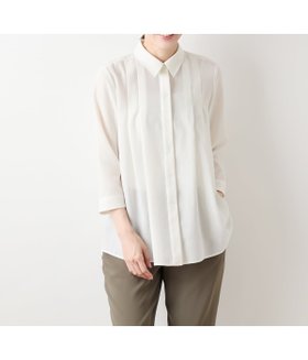 【ニューヨーカー/NEWYORKER】のスパンビエラ 7分袖タックシャツ 人気、トレンドファッション・服の通販 founy(ファニー) ファッション Fashion レディースファッション Fashion for Women トップス・カットソー Cut & Sew Tops シャツ・ブラウス・オフィスカジュアル Elegant Blouses & Button-Ups 秋 Autumn ロング Long, Long-Length A/W・秋冬 Autumn/Winter エレガント 上品 Elegant |ID:prp329100004687878