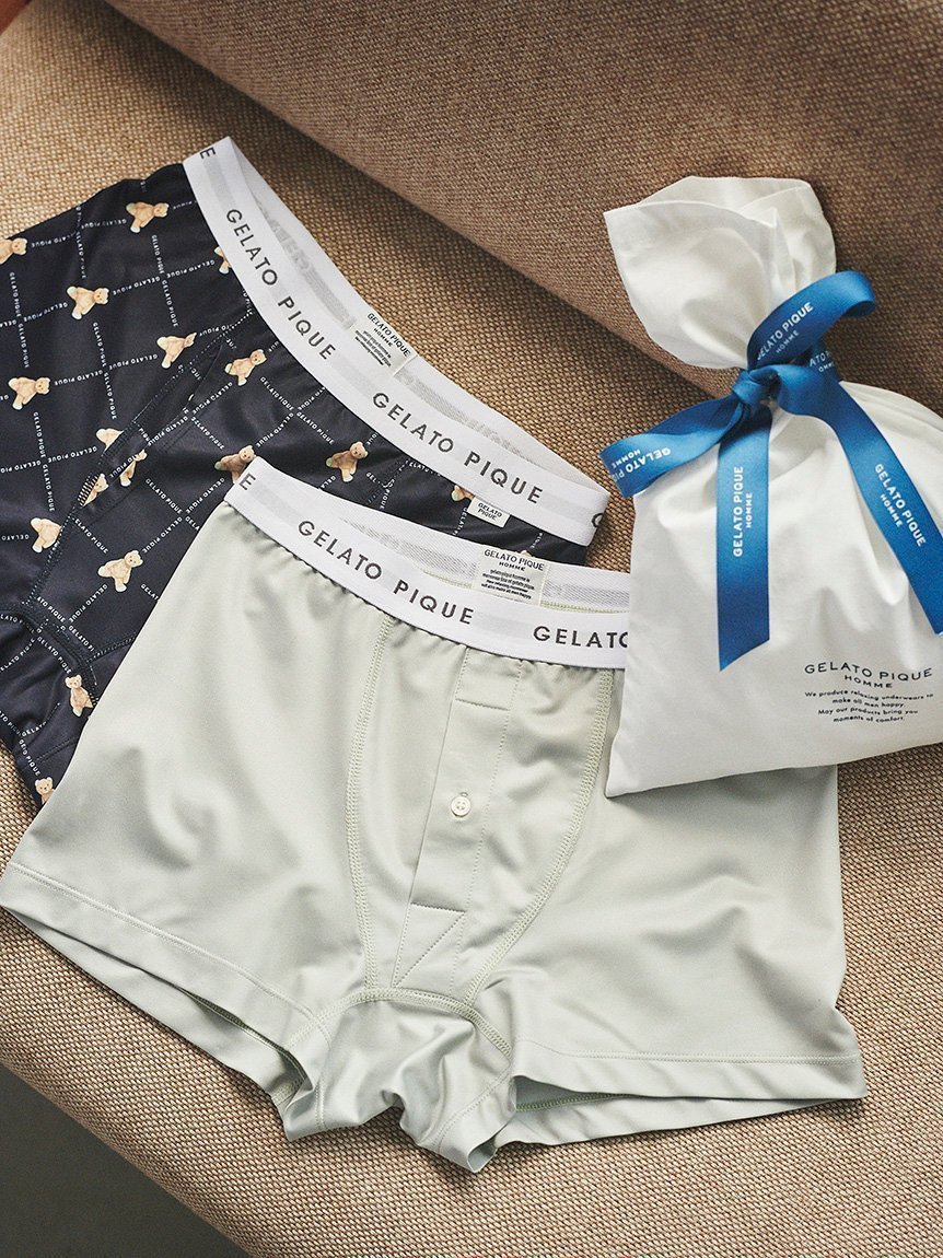【ジェラートピケ オム/GELATO PIQUE HOMME / MEN】の【ONLINE限定】【HOMME】ボクサーパンツ2枚SET インテリア・キッズ・メンズ・レディースファッション・服の通販 founy(ファニー) 　ファッション　Fashion　メンズファッション　Fashion for Men　ボトムス　Bottoms　なめらか　Smooth, Silky Texture　ギフト プレゼント　Gift / Present　フィット　Fit, Slim Fit　リボン　Ribbon, Bow　巾着　Drawstring Bag, Kinchaku　無地　Plain, Solid Color　NVY[089]|ID: prp329100004687882 ipo3291000000033852309