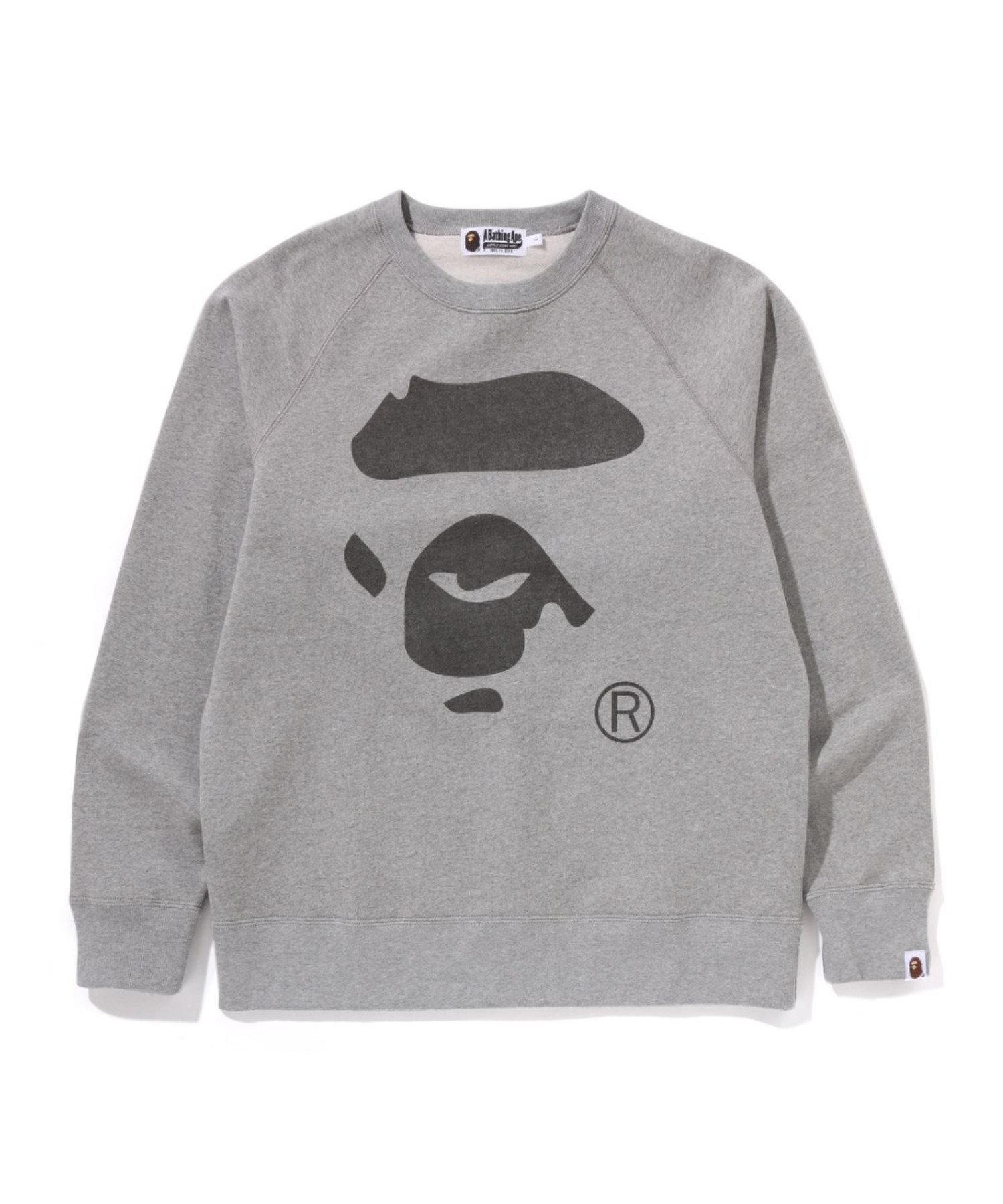 【アベイシングエイプ/A BATHING APE / MEN】のAPE FACE CREWNECK SWEATSHIRT インテリア・キッズ・メンズ・レディースファッション・服の通販 founy(ファニー) 　ファッション　Fashion　メンズファッション　Fashion for Men　トップス・カットソー　Cut & Sew Tops　パーカー・フーディー / カジュアルコーデ　Hoodies & Parkas　メンズシャツ　Shirts　グラフィック　Graphic, Graphic Design　フィット　Fit, Slim Fit　プリント　Print, Printed Pattern　レギュラー　Regular, Standard Fit　GRAY|ID: prp329100004688332 ipo3291000000033856711