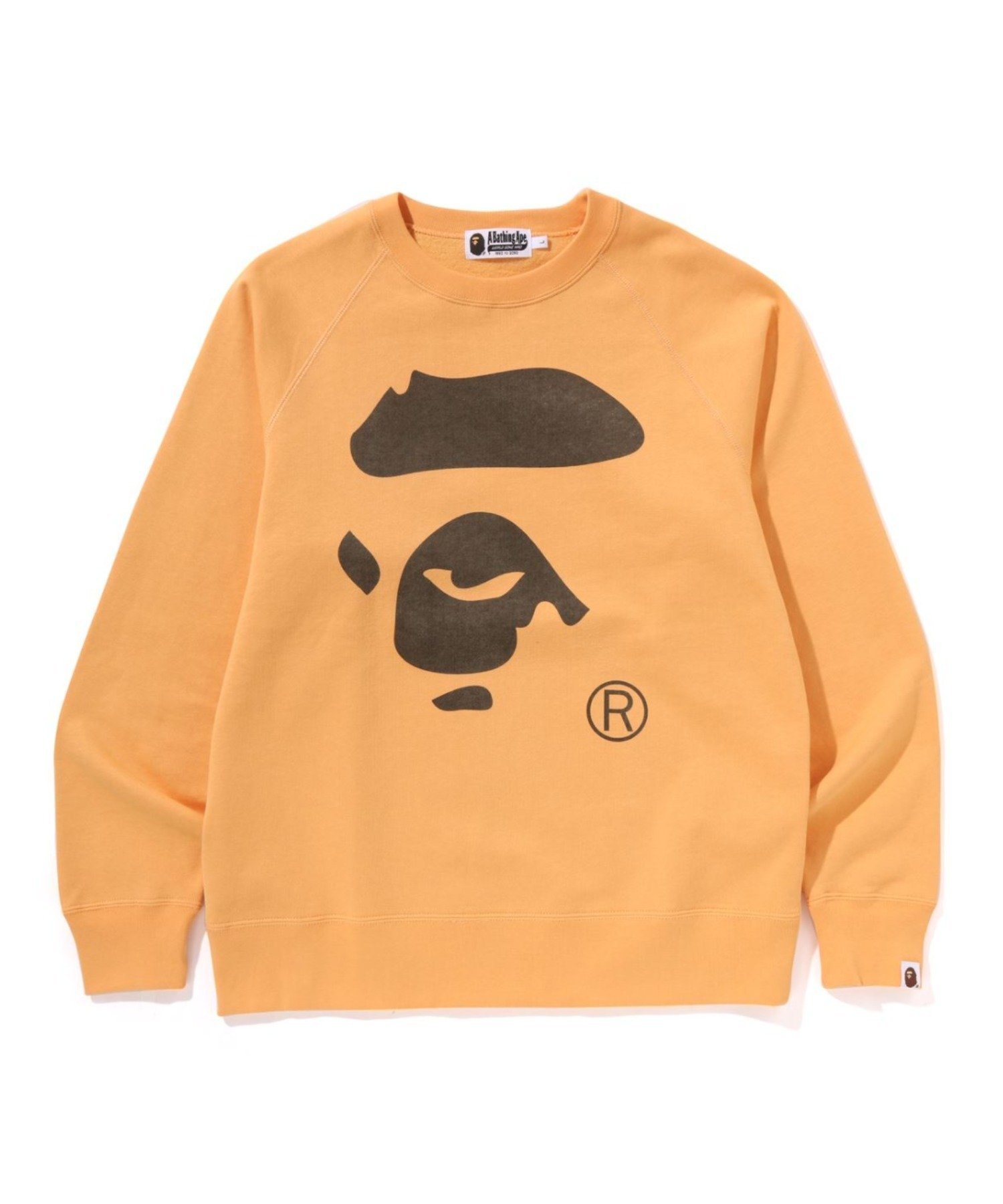 【アベイシングエイプ/A BATHING APE / MEN】のAPE FACE CREWNECK SWEATSHIRT インテリア・キッズ・メンズ・レディースファッション・服の通販 founy(ファニー) 　ファッション　Fashion　メンズファッション　Fashion for Men　トップス・カットソー　Cut & Sew Tops　パーカー・フーディー / カジュアルコーデ　Hoodies & Parkas　メンズシャツ　Shirts　グラフィック　Graphic, Graphic Design　フィット　Fit, Slim Fit　プリント　Print, Printed Pattern　レギュラー　Regular, Standard Fit　ORANGE|ID: prp329100004688332 ipo3291000000033856715
