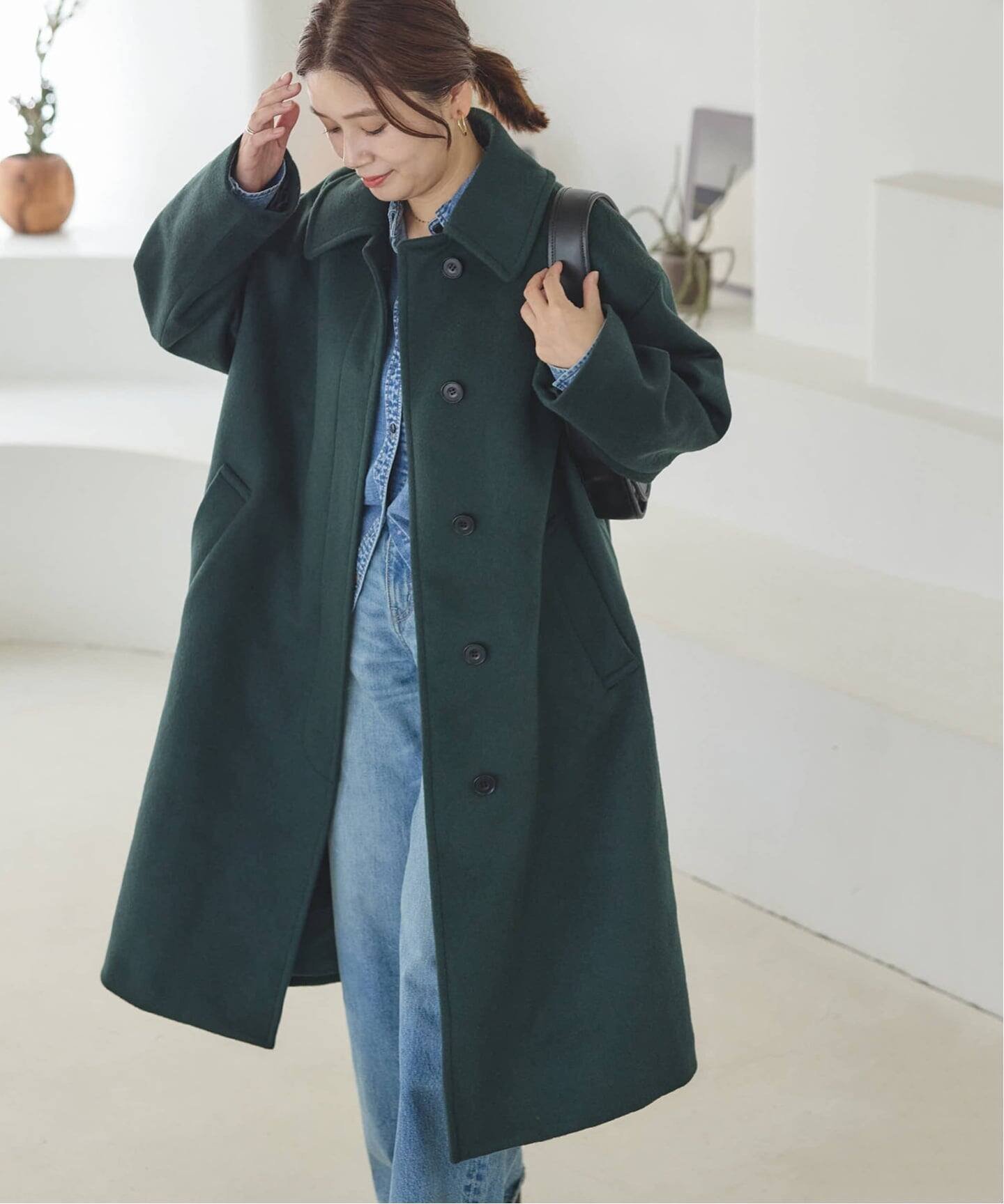 【ジャーナルスタンダード/JOURNAL STANDARD】の《追加 》スーパー140ビーバーステンカラーコート インテリア・キッズ・メンズ・レディースファッション・服の通販 founy(ファニー)  ファッション Fashion レディースファッション Fashion for Women アウター Coat / Outerwear Collection コート・ロングコート・ピーコート Long Coats, Peacoats & More 2025年 2025 2025-2026秋冬・A/W Autumn/Winter 2025–26 AW25–26 スタンド Stand Collar, Upright Stand ベーシック Basic, Essential エレガント 上品 Elegant 人気 Popular, Best Seller グリーン|ID: prp329100004688373 ipo3291000000034392902