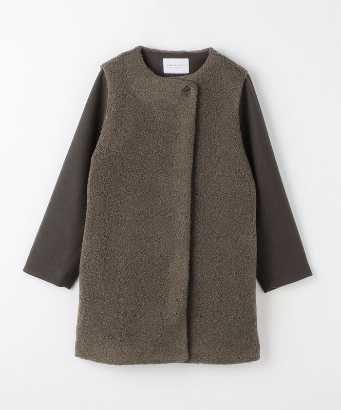 【ユナイテッドアローズ/UNITED ARROWS】のボア*メルトン コンビコート A DAY IN THE LIFE インテリア・キッズ・メンズ・レディースファッション・服の通販 founy(ファニー) https://founy.com/ ファッション Fashion レディースファッション Fashion for Women アウター Coat / Outerwear Collection コート・ロングコート・ピーコート Long Coats, Peacoats & More アシンメトリー Asymmetrical Style コンビ Combo, Combination Style シンプル Simple, Minimal タートル Turtleneck, Turtle Collar ミドル Middle Length, Mid Height メルトン Melton, Heavy Wool ワイド Wide, Wide Fit |ID: prp329100004688419 ipo3291000000033910820