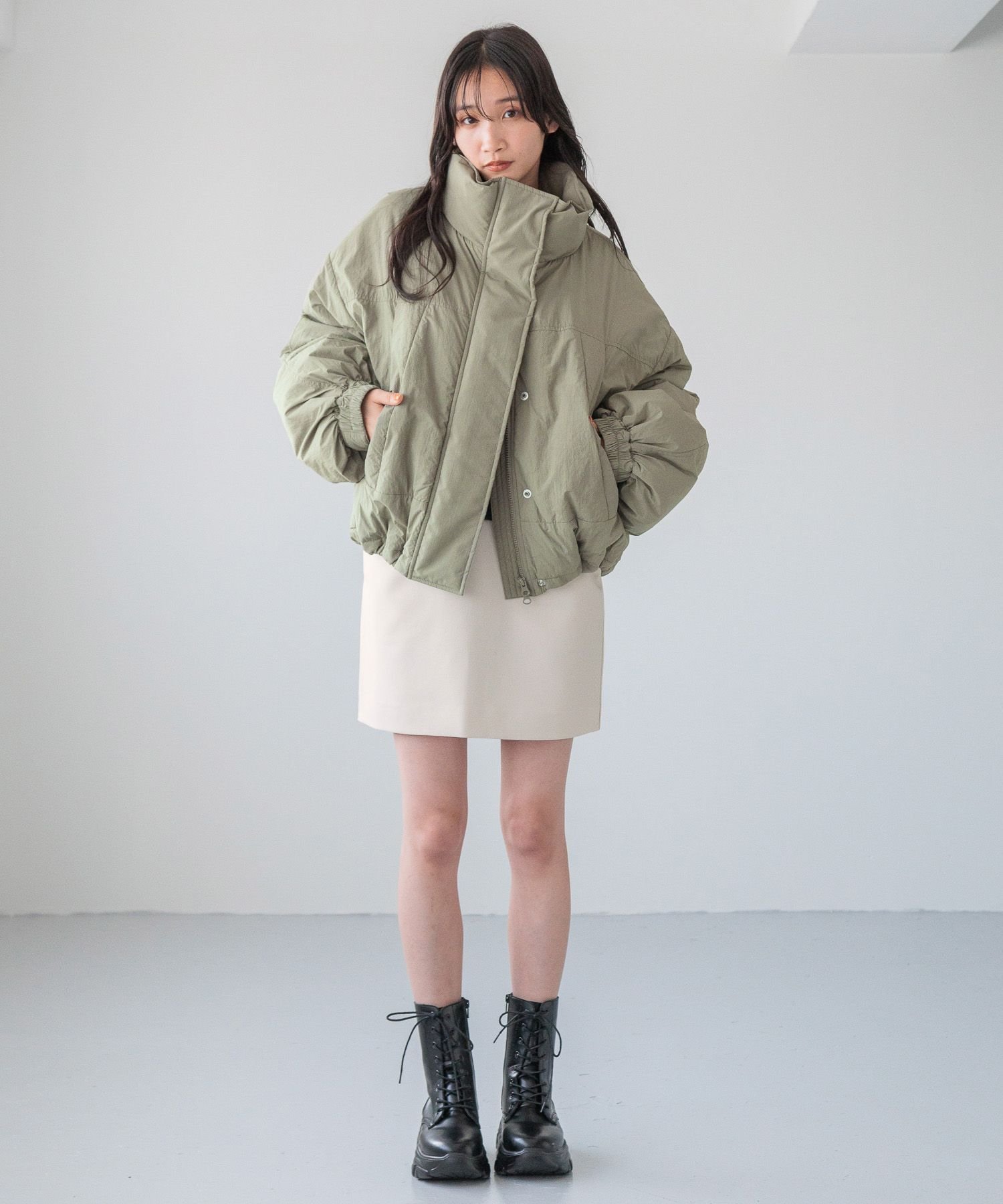 【ローリーズファーム/LOWRYS FARM】のモンスターショートコート インテリア・キッズ・メンズ・レディースファッション・服の通販 founy(ファニー) 　ファッション　Fashion　レディースファッション　Fashion for Women　アウター　Coat / Outerwear Collection　コート・ロングコート・ピーコート　Long Coats, Peacoats & More　コンパクト　Compact, Small Size　ショート　Short, Short Length　トレンド　Trend, Trending Now　ドローコード　Drawcord, Drawstring Cord　バランス　Balance, Style Balance　バルーン　Balloon, Balloon Silhouette　ポケット　Pocket, Pocket Detail　ワイド　Wide, Wide Fit　ワッシャー　Washer, Crinkled Finish　人気　Popular, Best Seller　グリーン78|ID: prp329100004688420 ipo3291000000033858233