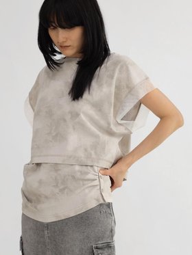 【ラシュッド/LASUD】のタイダイ柄レイヤードPO 人気、トレンドファッション・服の通販 founy(ファニー) ファッション Fashion レディースファッション Fashion for Women おすすめ Recommended / Our Picks カットソー Cut and Sewn Top ギャザー Gathered, Ruffled チュール Tulip, Tulip Motif ドッキング Docking, Mixed Material ノースリーブ Sleeveless, No-Sleeve フィット Fit, Slim Fit |ID:prp329100004688425