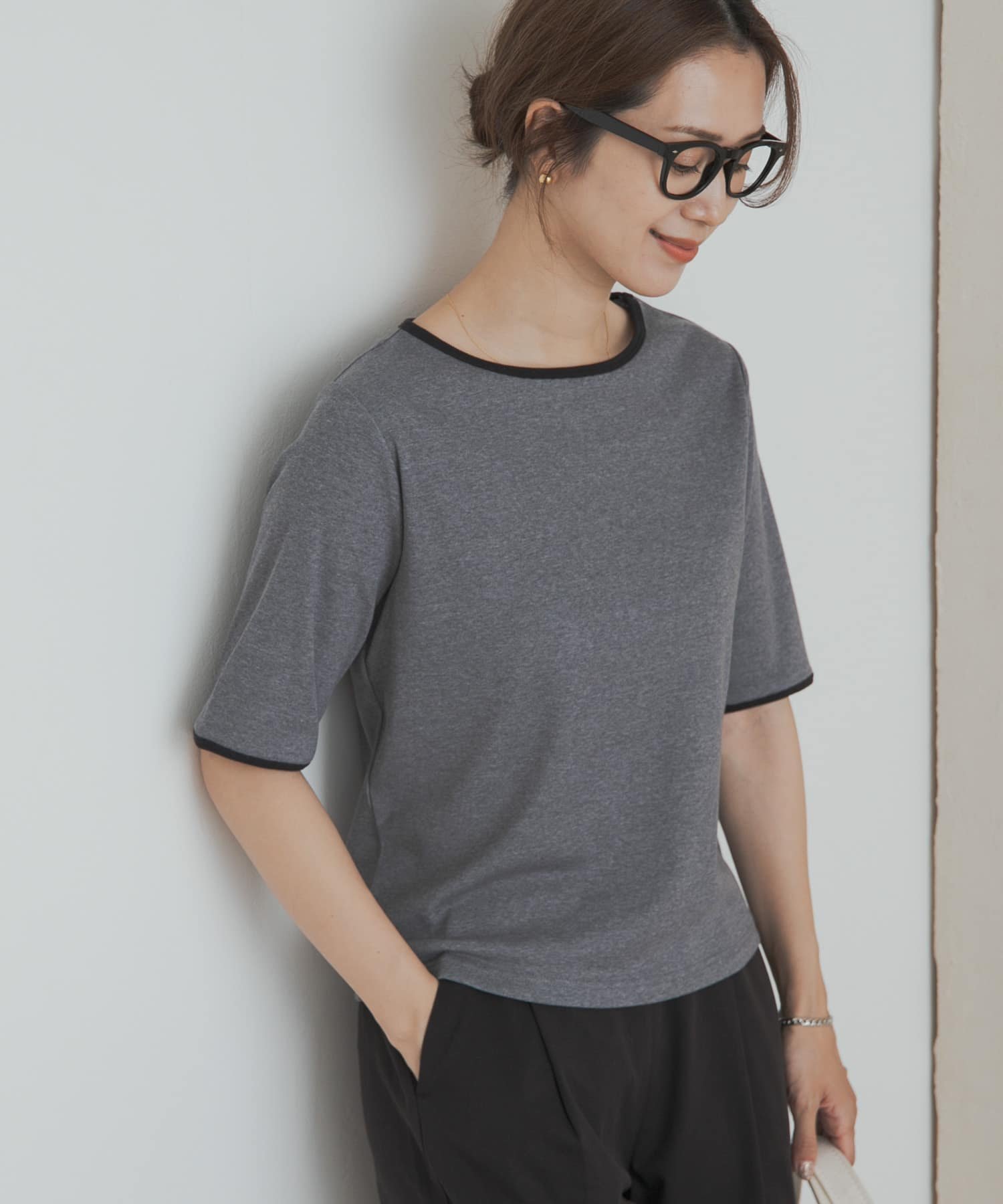 【アーバンリサーチ ドアーズ/URBAN RESEARCH DOORS】の5分袖リンガーTシャツ インテリア・キッズ・メンズ・レディースファッション・服の通販 founy(ファニー) 　ファッション　Fashion　レディースファッション　Fashion for Women　トップス・カットソー　Cut & Sew Tops　シャツ・ブラウス・オフィスカジュアル　Elegant Blouses & Button-Ups　ロングTシャツ・Tシャツ　Longline T-Shirts & Tees　2025年　2025　2025春夏・S/S　Spring/Summer 2025 SS25　インナー　Innerwear　サロペット　Overalls, Salopette　シンプル　Simple, Minimal　フィット　Fit, Slim Fit　ベーシック　Basic, Essential　エレガント 上品　Elegant　夏　Summer　S/S・春夏　SS, Spring/Summer, Warm Season　GRAY|ID: prp329100004688499 ipo3291000000033859800