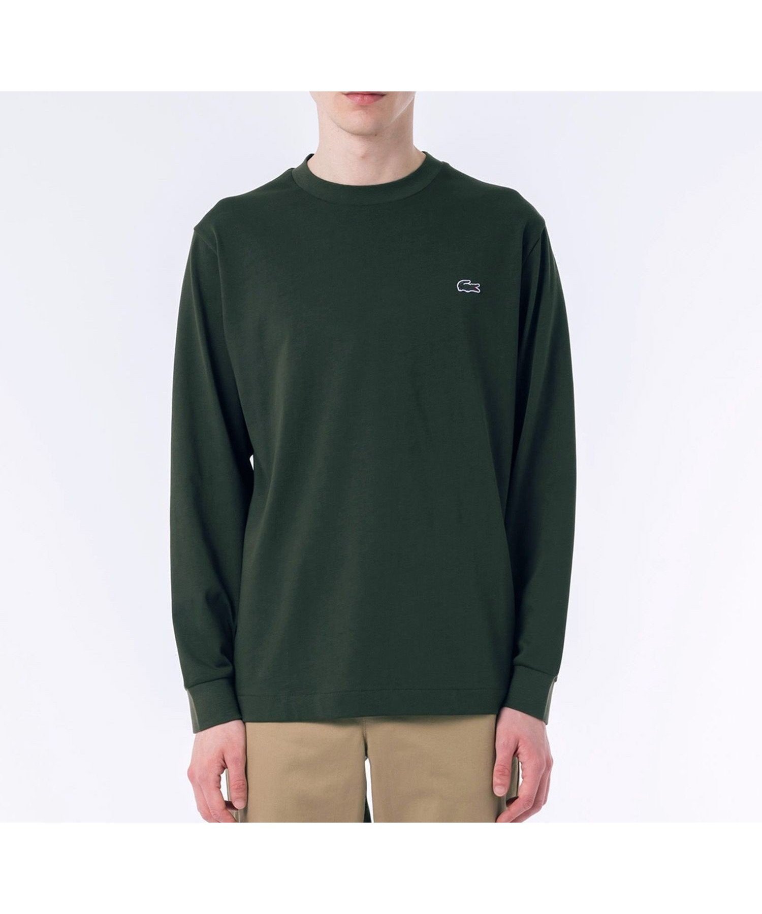 【ラコステ/LACOSTE】のベーシックロングスリーブTシャツ / 長袖Tシャツ インテリア・キッズ・メンズ・レディースファッション・服の通販 founy(ファニー) 　ファッション　Fashion　レディースファッション　Fashion for Women　トップス・カットソー　Cut & Sew Tops　シャツ・ブラウス・オフィスカジュアル　Elegant Blouses & Button-Ups　ロングTシャツ・Tシャツ　Longline T-Shirts & Tees　なめらか　Smooth, Silky Texture　スリット　Slit, Slit Detail　スリーブ　Sleeve, Long Sleeve / Short Sleeve　ベーシック　Basic, Essential　ロング　Long, Long-Length　人気　Popular, Best Seller　定番　Standard, Basic Item　長袖　Long Sleeve, Full Sleeve　ダークグリーン|ID: prp329100004688586 ipo3291000000034233909
