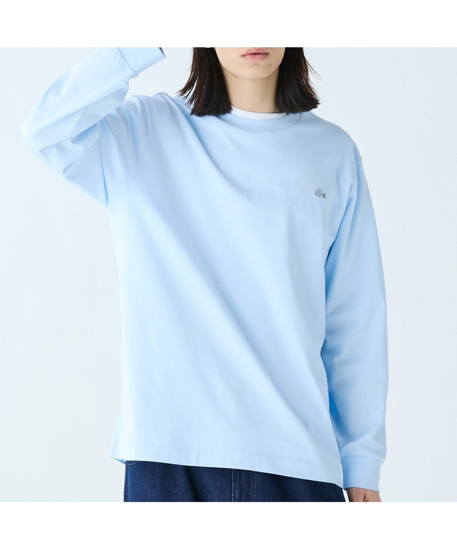 【ラコステ/LACOSTE】のベーシックロングスリーブTシャツ / 長袖Tシャツ インテリア・キッズ・メンズ・レディースファッション・服の通販 founy(ファニー) 　ファッション　Fashion　レディースファッション　Fashion for Women　トップス・カットソー　Cut & Sew Tops　シャツ・ブラウス・オフィスカジュアル　Elegant Blouses & Button-Ups　ロングTシャツ・Tシャツ　Longline T-Shirts & Tees　なめらか　Smooth, Silky Texture　スリット　Slit, Slit Detail　スリーブ　Sleeve, Long Sleeve / Short Sleeve　ベーシック　Basic, Essential　ロング　Long, Long-Length　人気　Popular, Best Seller　定番　Standard, Basic Item　長袖　Long Sleeve, Full Sleeve　ライトブルー|ID: prp329100004688586 ipo3291000000034233911