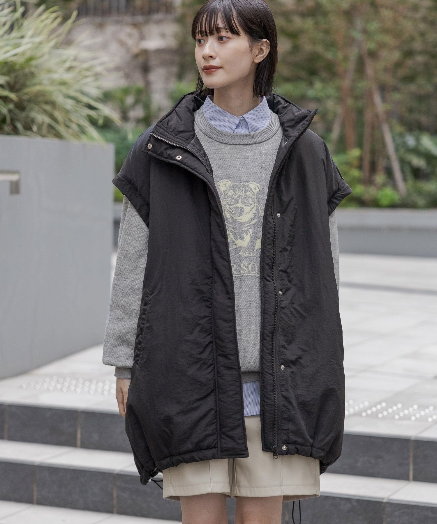 【ラコレ/LAKOLE】の2WAYモンスターコート インテリア・キッズ・メンズ・レディースファッション・服の通販 founy(ファニー) 　ファッション　Fashion　レディースファッション　Fashion for Women　アウター　Coat / Outerwear Collection　コート・ロングコート・ピーコート　Long Coats, Peacoats & More　おすすめ　Recommended / Our Picks　スタンド　Stand Collar, Upright Stand　ドローコード　Drawcord, Drawstring Cord　ベスト　Vest, Waistcoat　ブラック19|ID: prp329100004688634 ipo3291000000033861127