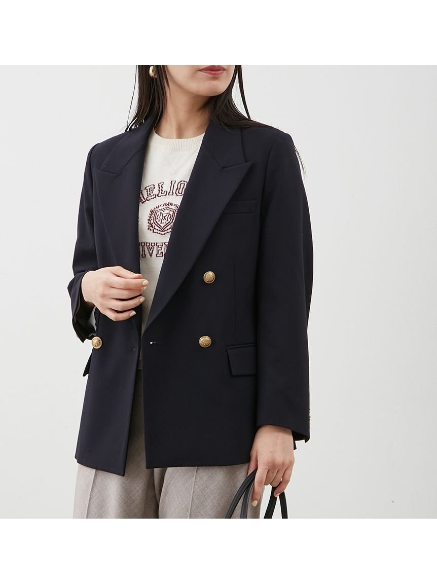 【ミラオーウェン/Mila Owen】の金釦ダブルブレストブレザー インテリア・キッズ・メンズ・レディースファッション・服の通販 founy(ファニー) 　雑誌掲載アイテム　Magazine Picks & Fashion Features　ファッション雑誌　Fashion Magazines　クラッシィ　CLASSY.　ファッション　Fashion　レディースファッション　Fashion for Women　エレガント 上品　Elegant　秋　Autumn　コンパクト　Compact, Small Size　11月号　November Issue　ストライプ　Stripe, Striped Pattern　スマート　Smart, Elegant　雑誌　Magazine, Fashion Magazine　トレンド　Trend, Trending Now　定番　Standard, Basic Item　フラップ　Flap, Flap Pocket　ポケット　Pocket, Pocket Detail　ミドル　Middle Length, Mid Height　DNVY[090]|ID: prp329100004688664 ipo3291000000034465741