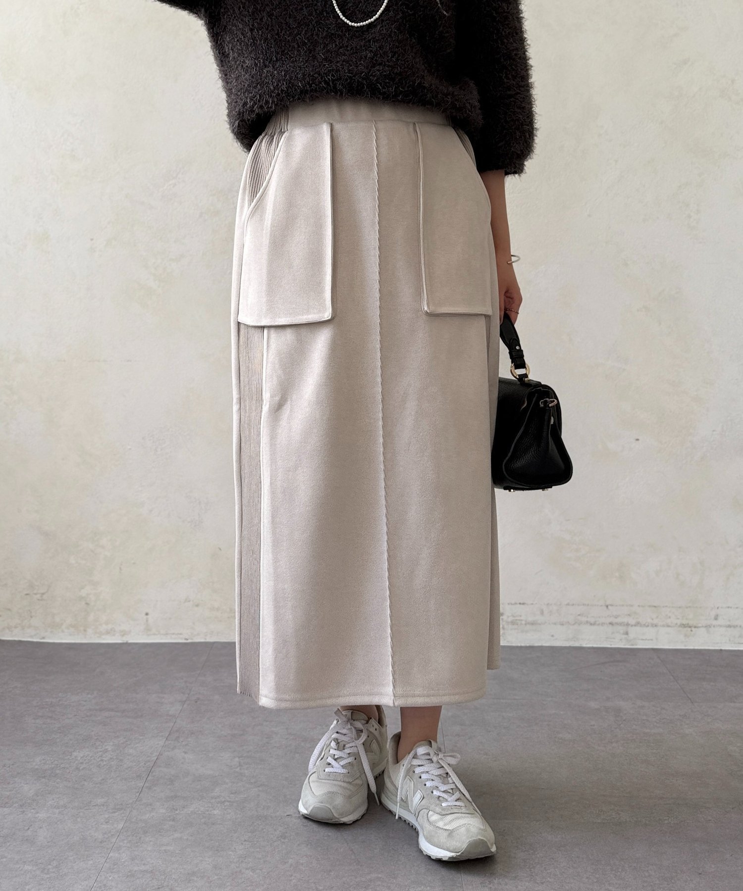 【シェトワ/Chez toi】のスエード×リブナロースカート インテリア・キッズ・メンズ・レディースファッション・服の通販 founy(ファニー) ファッション Fashion レディースファッション Fashion for Women スカート Skirts 軽量 Lightweight, Ultra Light ストレッチ Stretch, Stretchy Fabric チェック Check, Plaid, Tartan デニム Denim, Jeans Material ドッキング Docking, Mixed Material 再入荷 Restock / Back in Stock おすすめ Recommended / Our Picks エレガント 上品 Elegant グレージュ|ID: prp329100004688710 ipo3291000000034577965