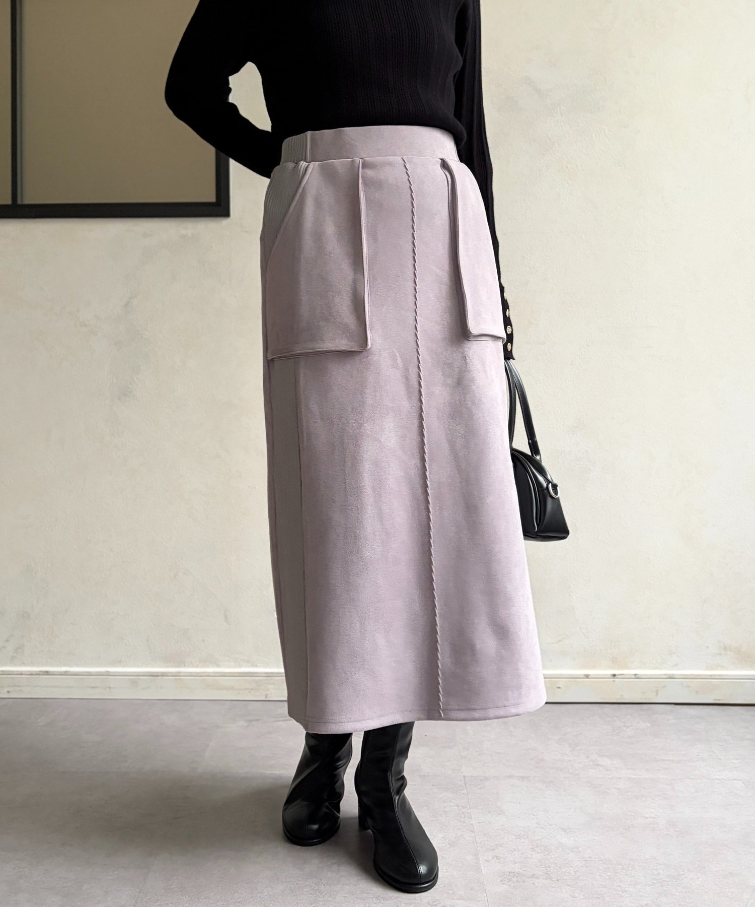 【シェトワ/Chez toi】のスエード×リブナロースカート インテリア・キッズ・メンズ・レディースファッション・服の通販 founy(ファニー) ファッション Fashion レディースファッション Fashion for Women スカート Skirts 軽量 Lightweight, Ultra Light ストレッチ Stretch, Stretchy Fabric チェック Check, Plaid, Tartan デニム Denim, Jeans Material ドッキング Docking, Mixed Material 再入荷 Restock / Back in Stock おすすめ Recommended / Our Picks エレガント 上品 Elegant パープル|ID: prp329100004688710 ipo3291000000034577967