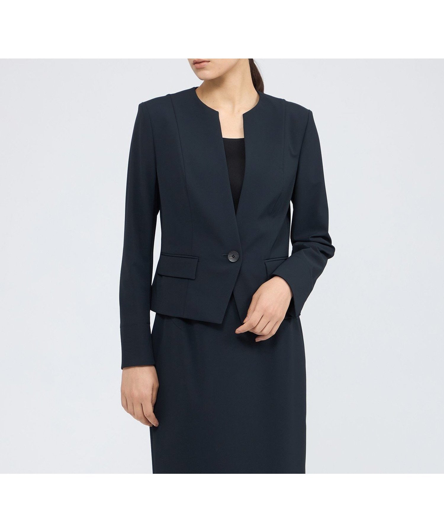 【エポカ/EPOCA】のクリーンストレッチ ノーカラージャケット インテリア・キッズ・メンズ・レディースファッション・服の通販 founy(ファニー) 　ファッション　Fashion　レディースファッション　Fashion for Women　アウター　Coat / Outerwear Collection　レディースジャケット・軽アウター　Jackets　ノーカラージャケット / シンプル上品コーデ　Collarless Jackets　おすすめ　Recommended / Our Picks　コンパクト　Compact, Small Size　ジャケット　Jacket, Outerwear　ストレッチ　Stretch, Stretchy Fabric　フォルム　Silhouette, Form　夏　Summer　春　Spring　秋　Autumn　ネイビー|ID: prp329100004688862 ipo3291000000033998716