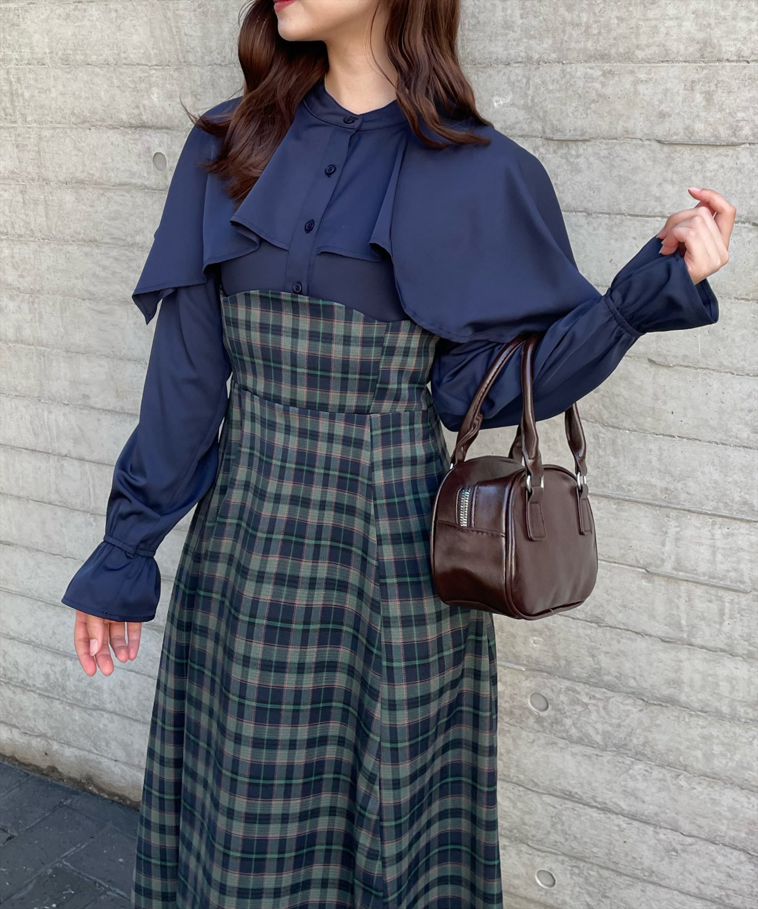 【クリア/clear】のケープ風チェック柄ドッキングフレアロングワンピース 人気、トレンドファッション・服の通販 founy(ファニー) 　ファッション　Fashion　レディースファッション　Fashion for Women　ワンピース　Dresses　おすすめ　Recommended / Our Picks　チェック　Check, Plaid, Tartan　ドッキング　Docking, Mixed Material　フレア　Flare, Flared　エレガント 上品　Elegant　秋　Autumn　 other-1|ID: prp329100004688999 ipo3291000000033900234